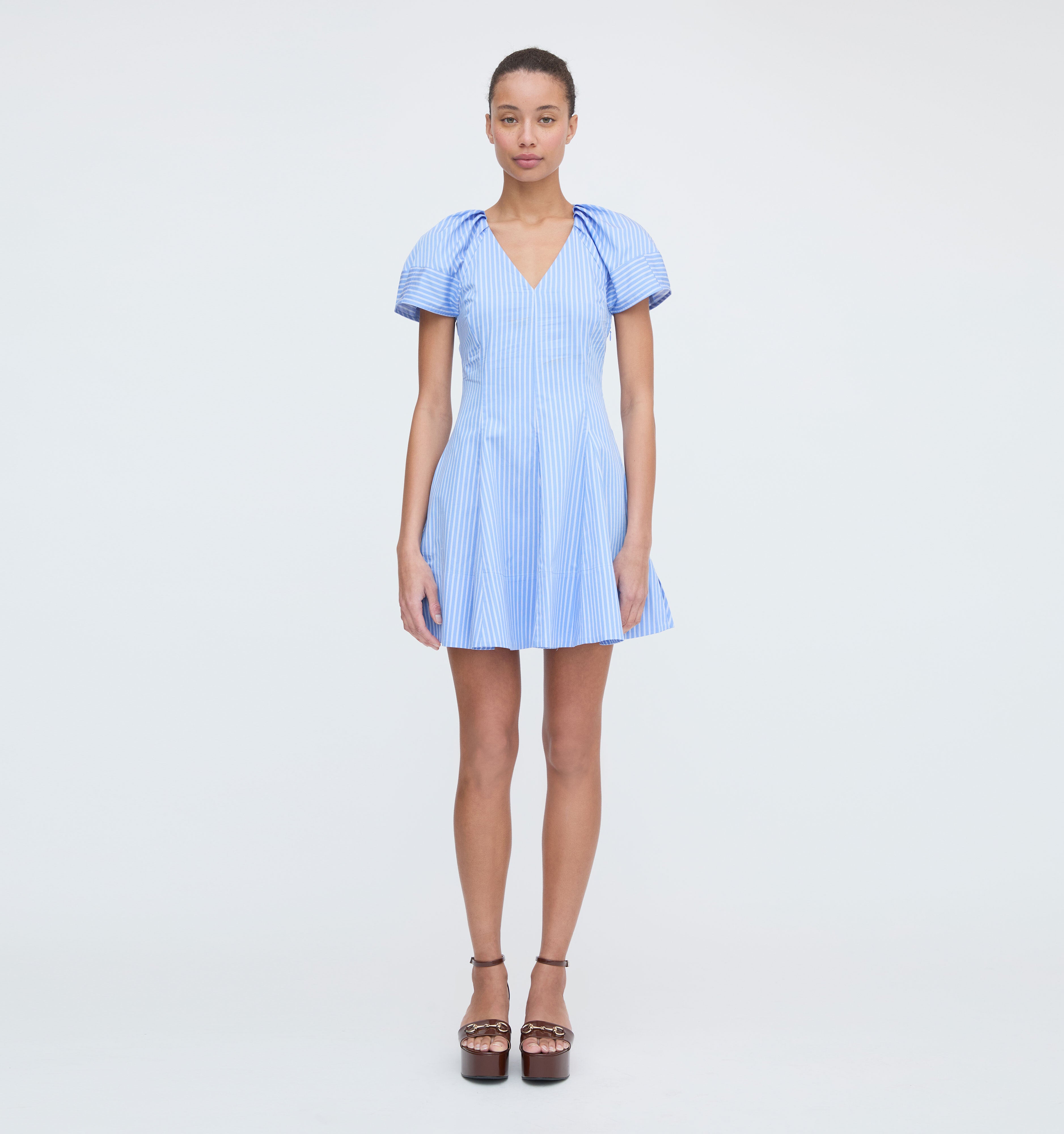 The Claudine Dress - Blue Stripe