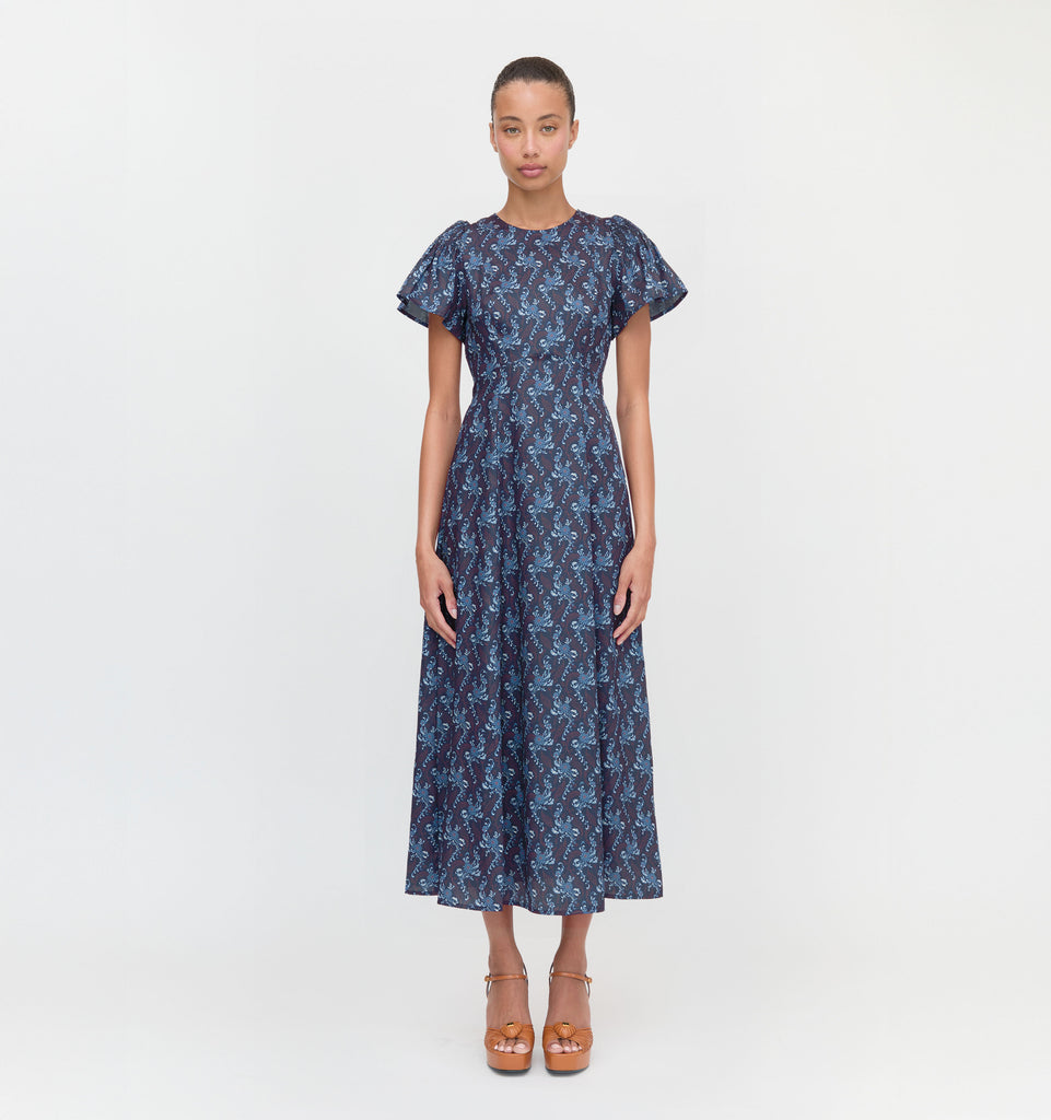 ワンピース house on the hill Dress navy 80 The Ellie Nap Dress - Navy Crepe – Hill House Home