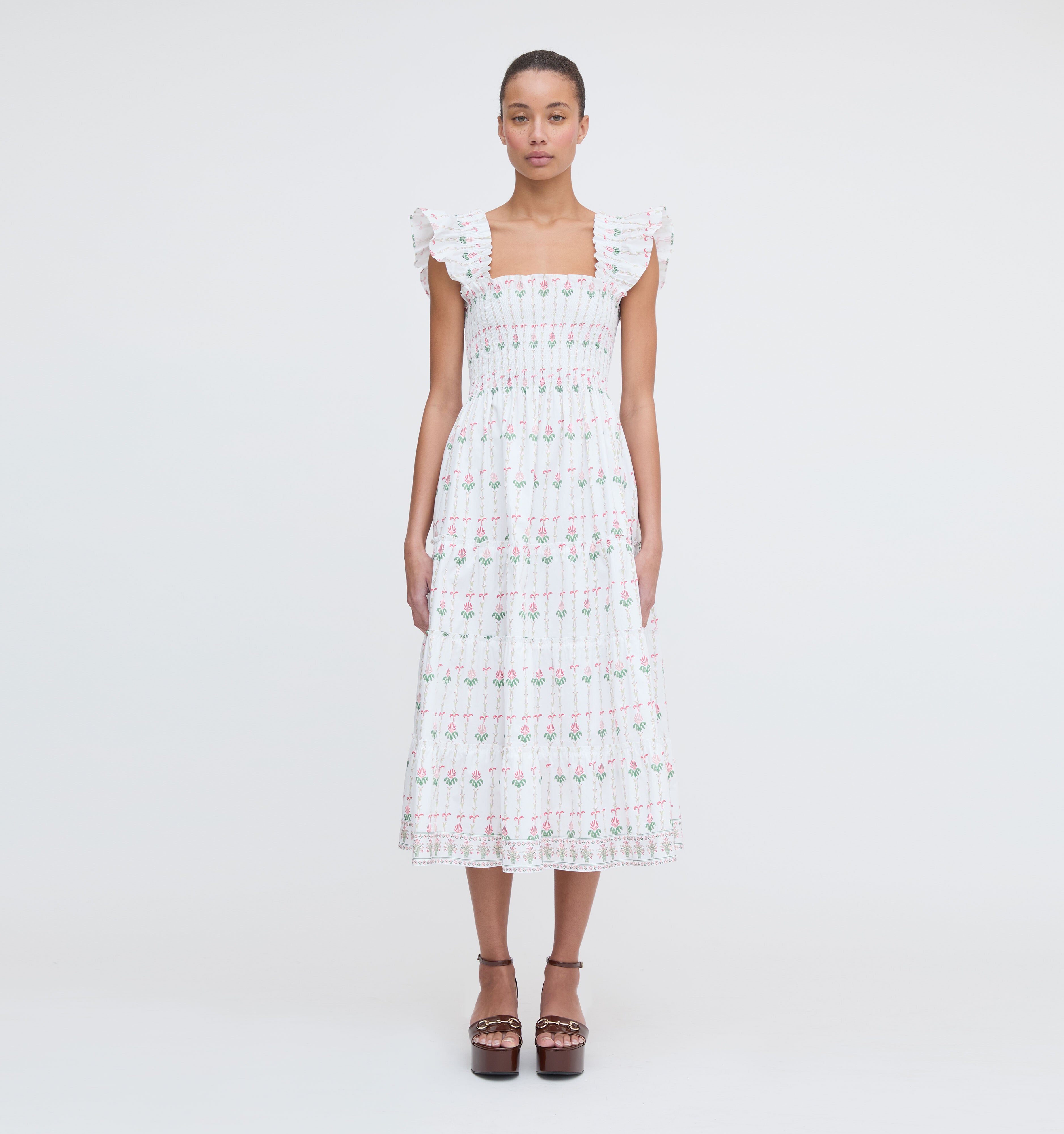 The Ellie Nap Dress - White Trailing Fern