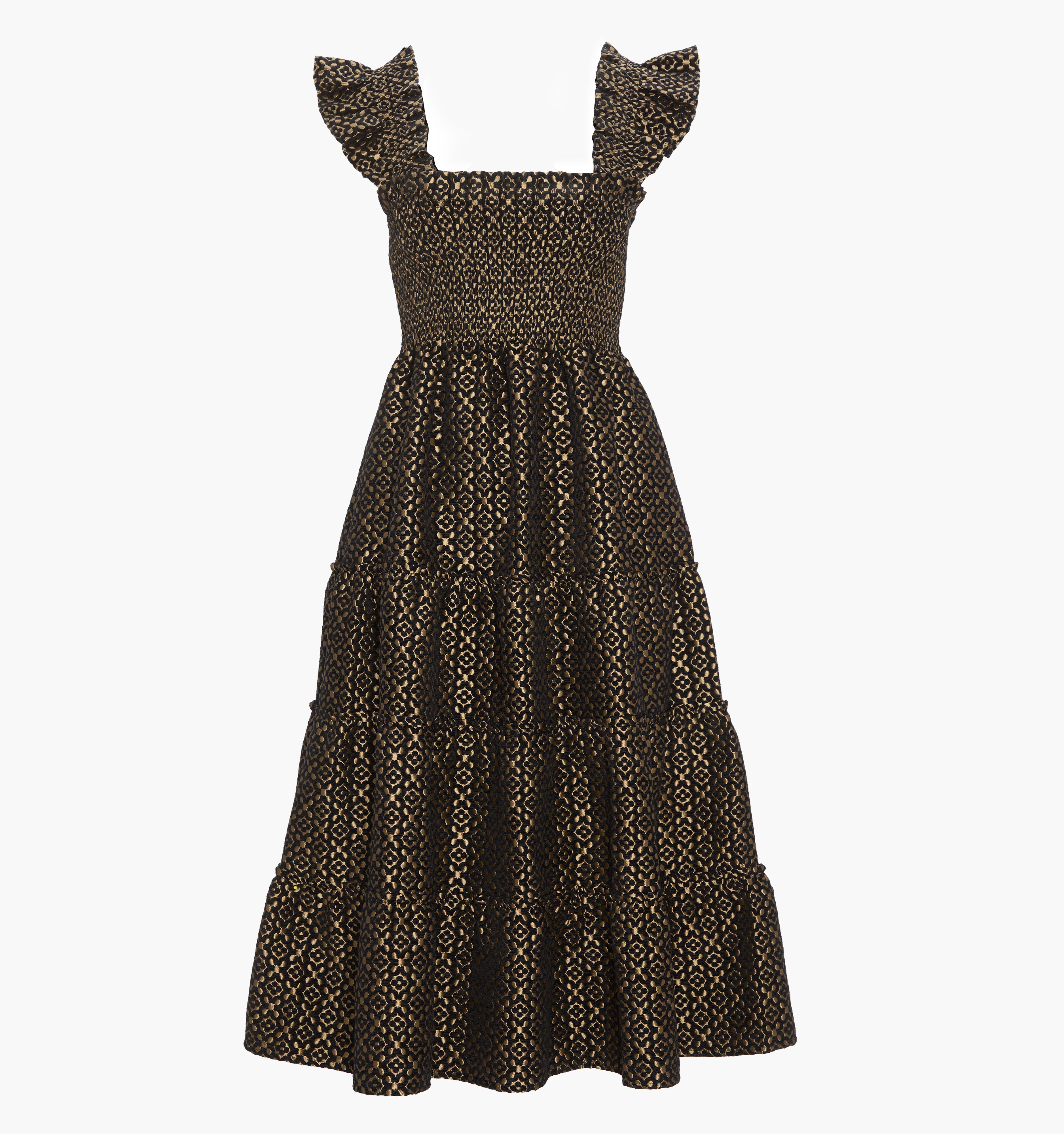 The Ellie Nap Dress in Metallic Brocade color: Metallic Brocade