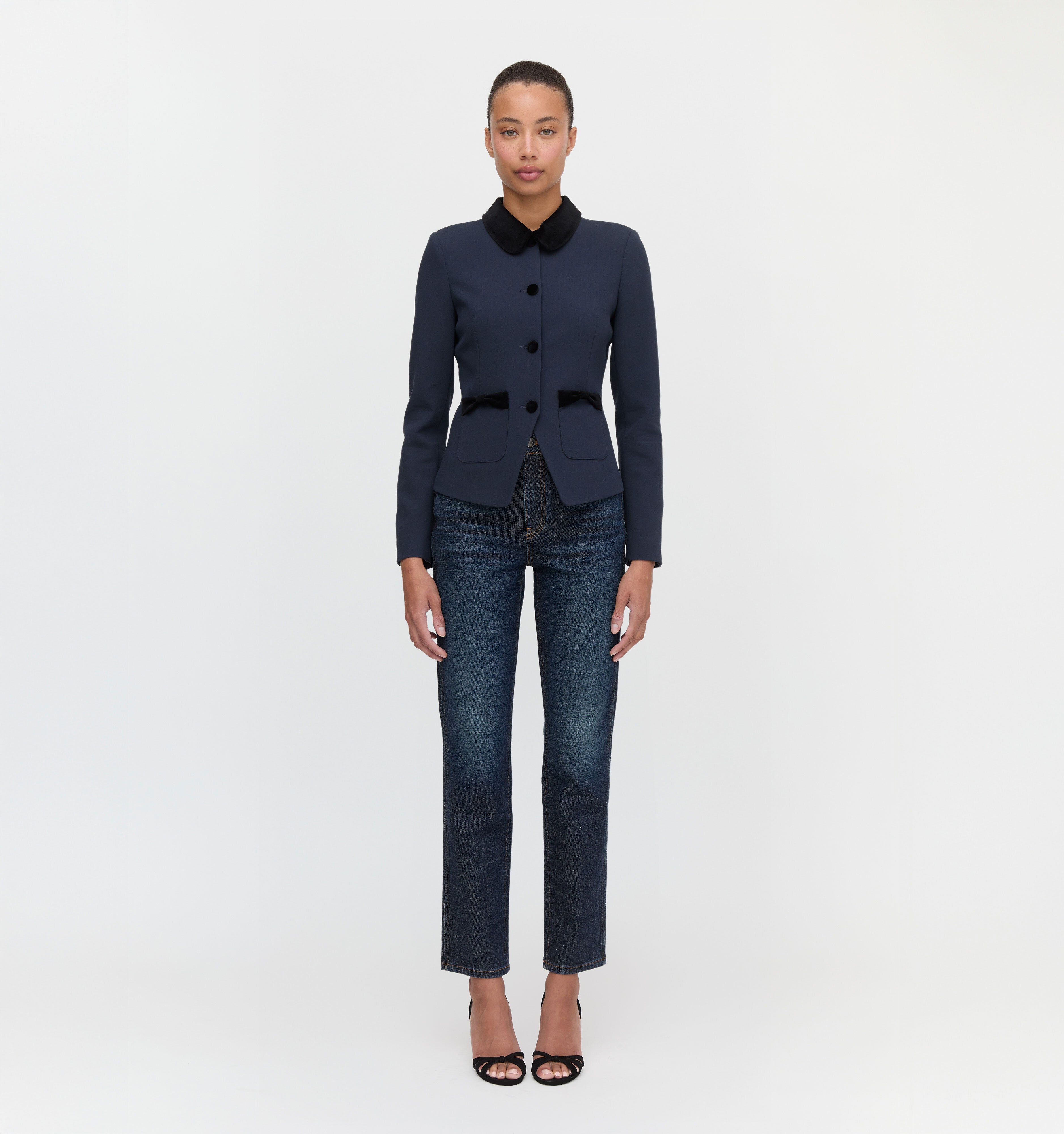 The Evalina Jacket in Navy color: Navy