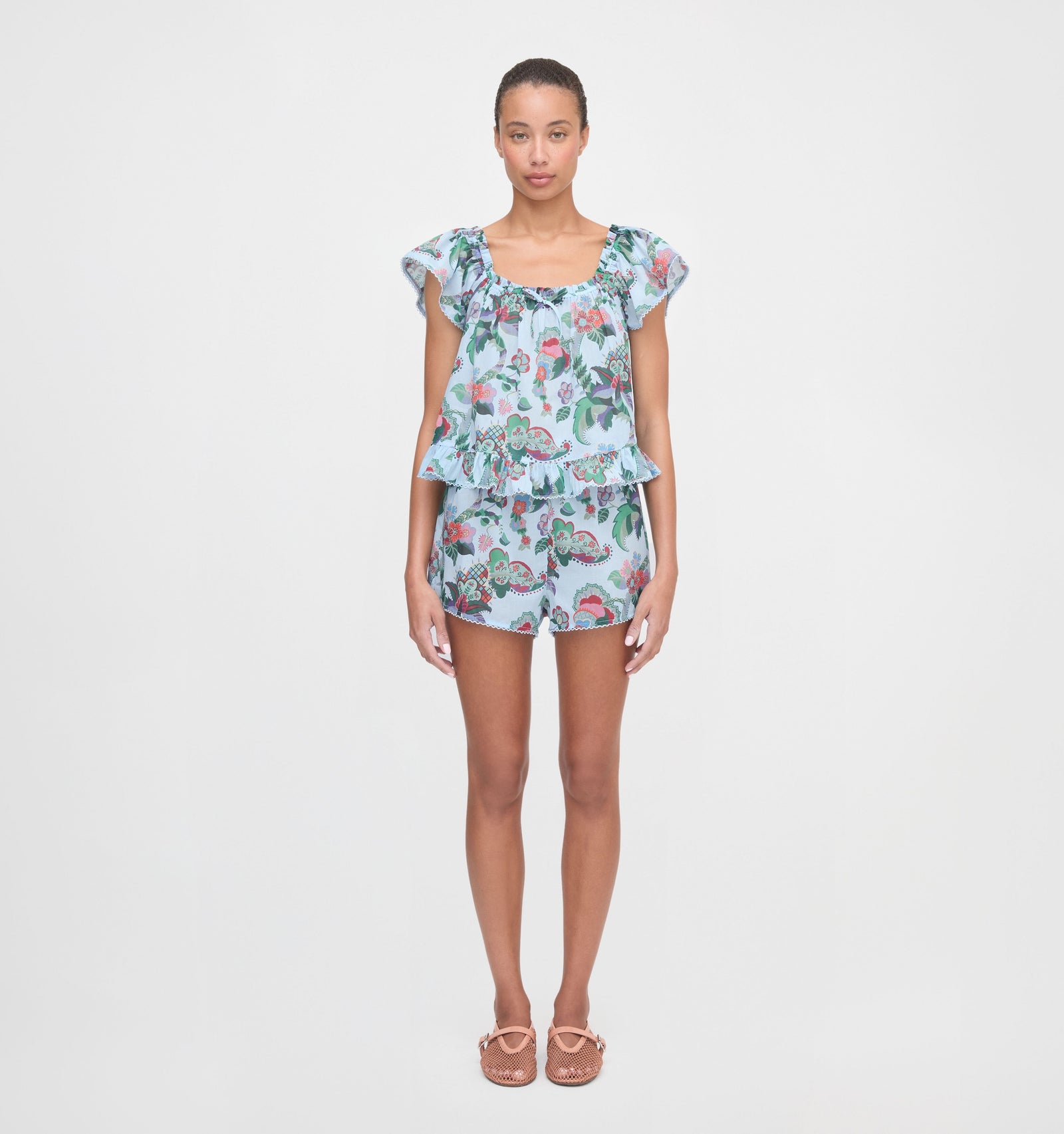 The Josie Set - Light Blue Jungle Floral