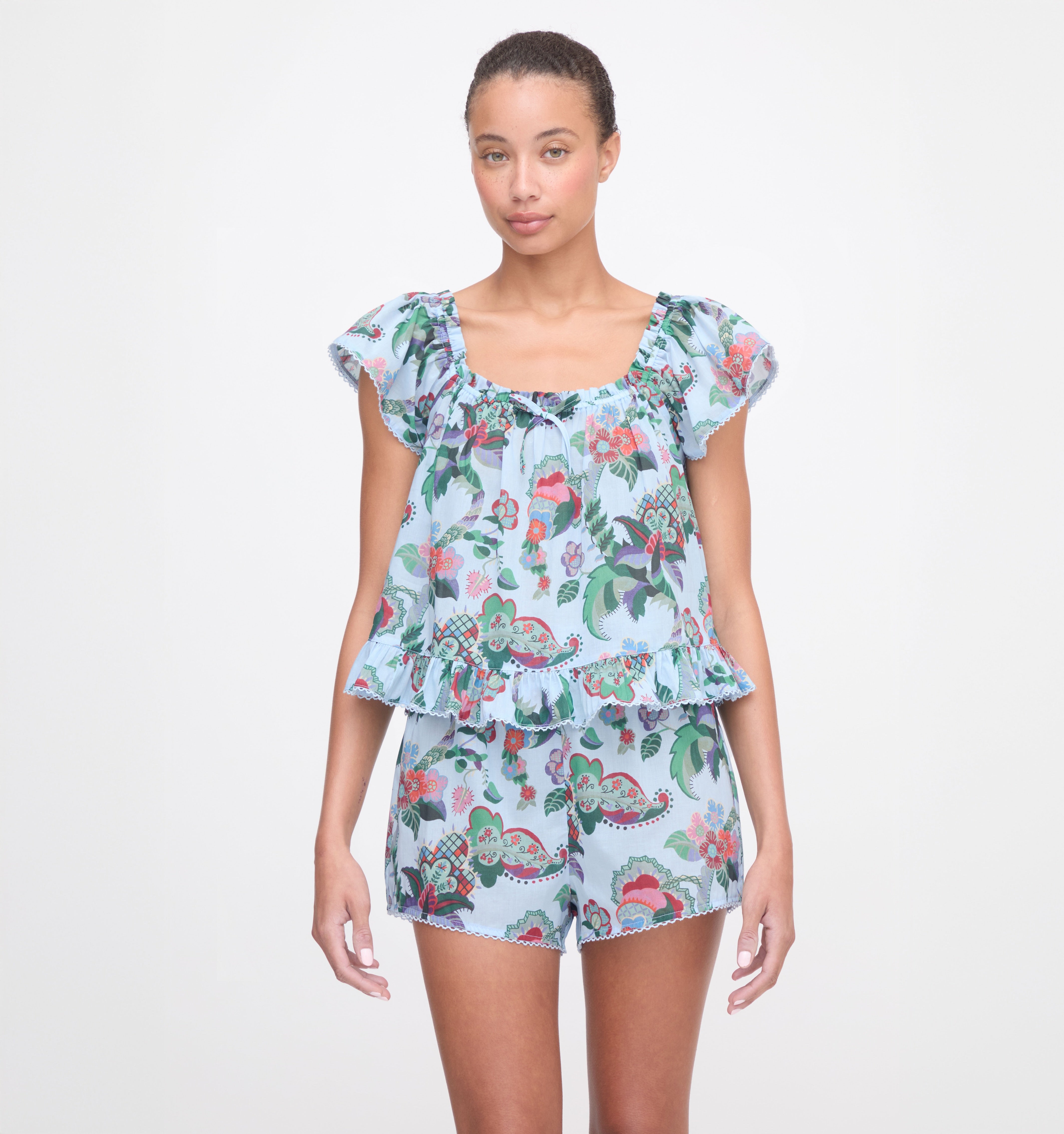 The Josie Set - Light Blue Jungle Floral