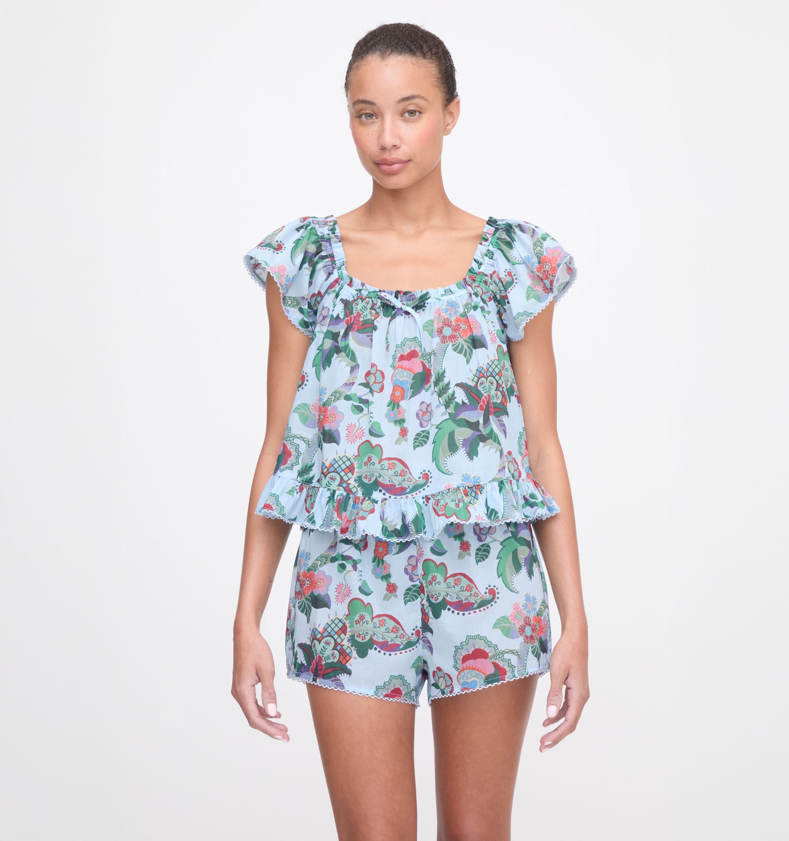 The Josie Set - Light Blue Jungle Floral