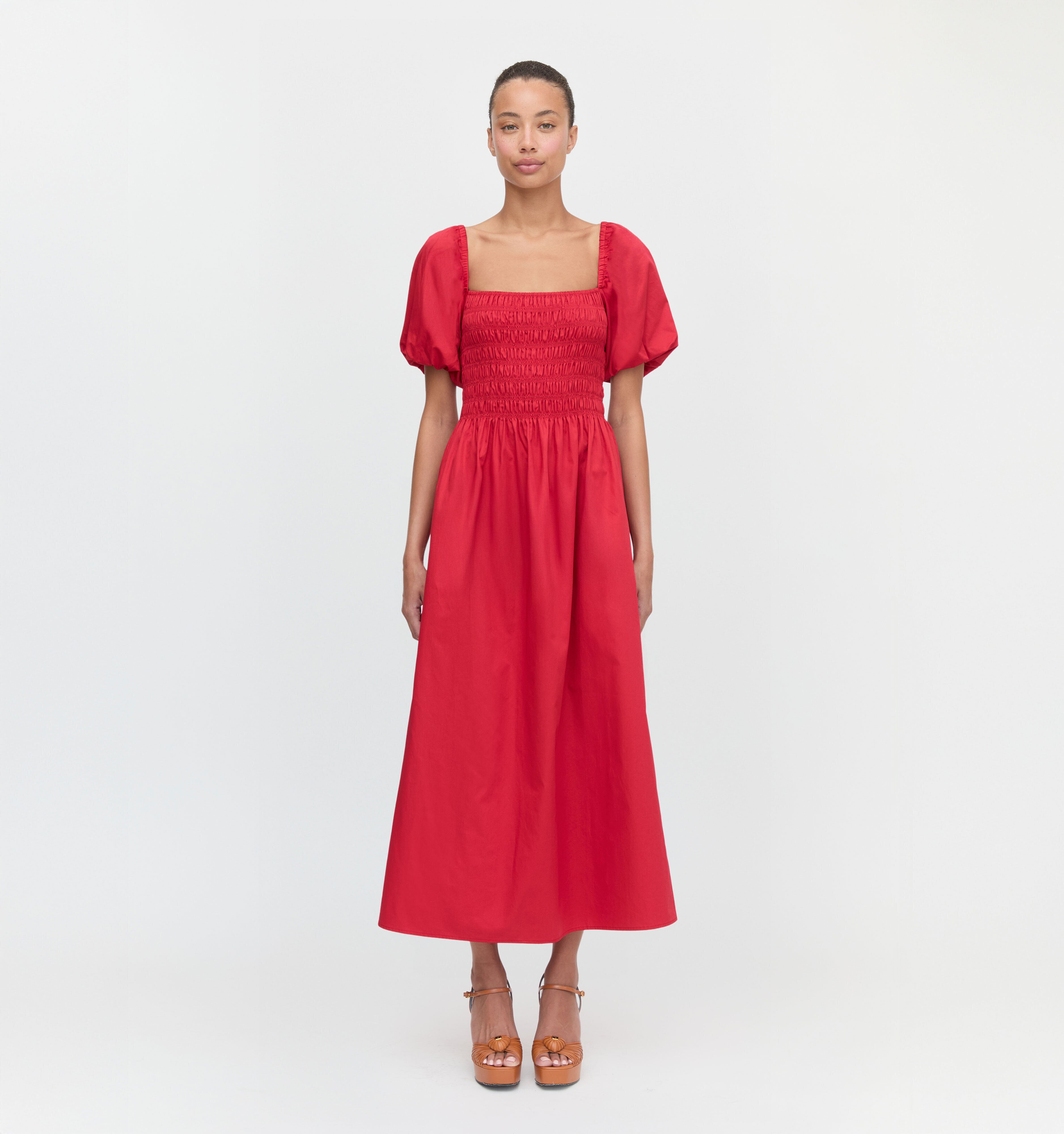 The Julia Dress in Carmine Red color: Carmine Red