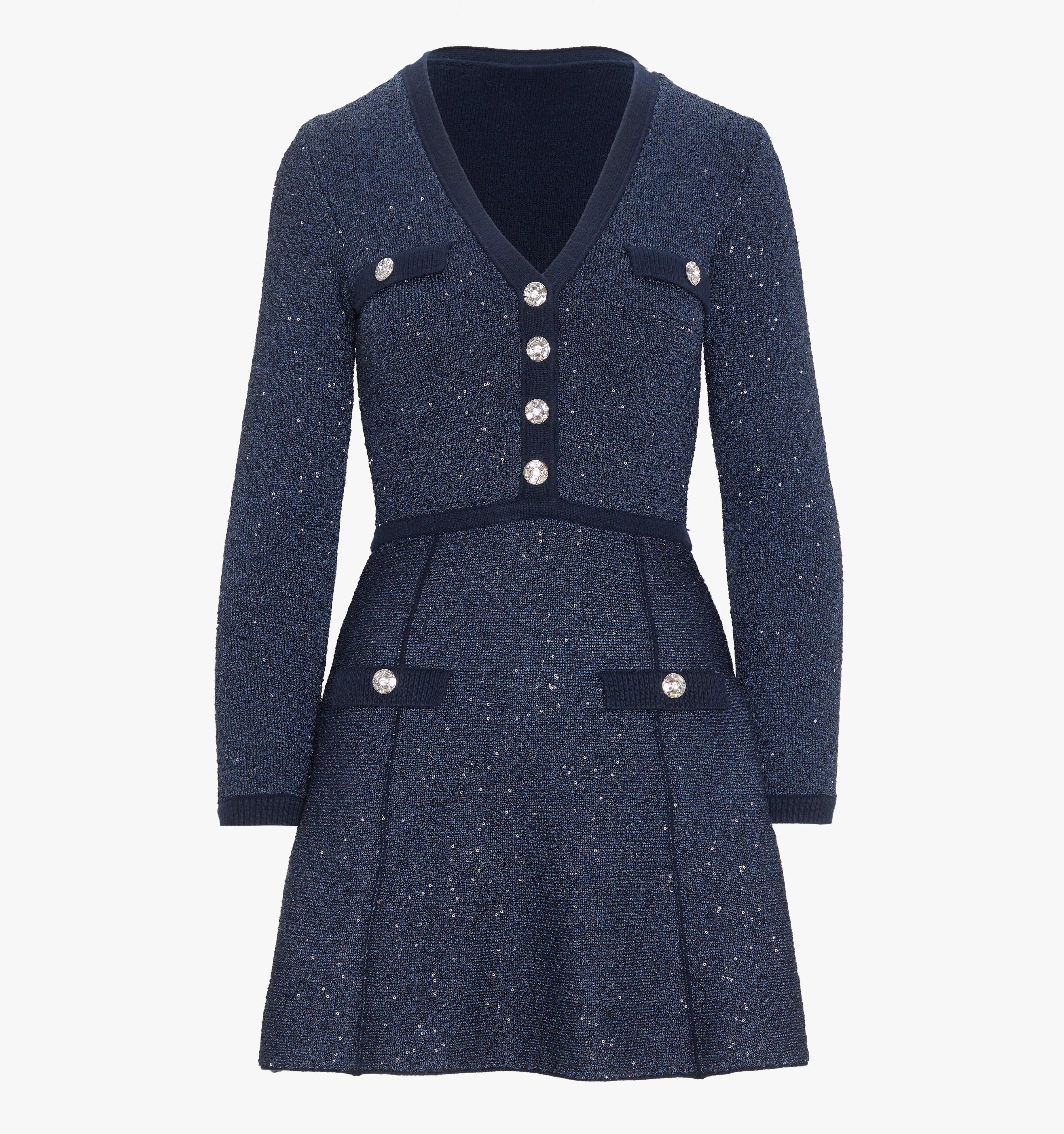 The Lana Dress in Navy Sequin color: Navy Sequin