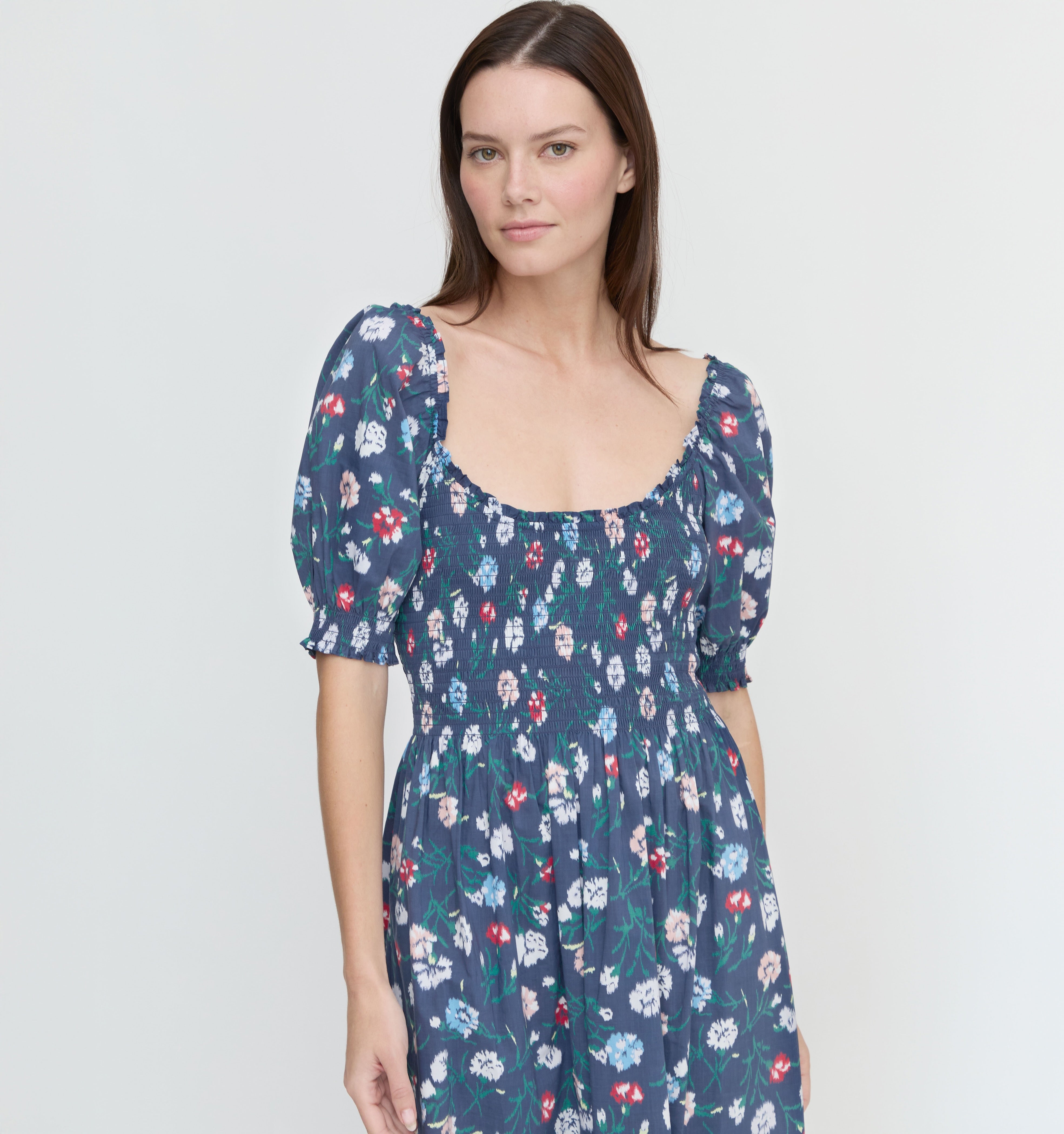 The Louisa Nap Dress - Navy Belgravia Floral Ikat