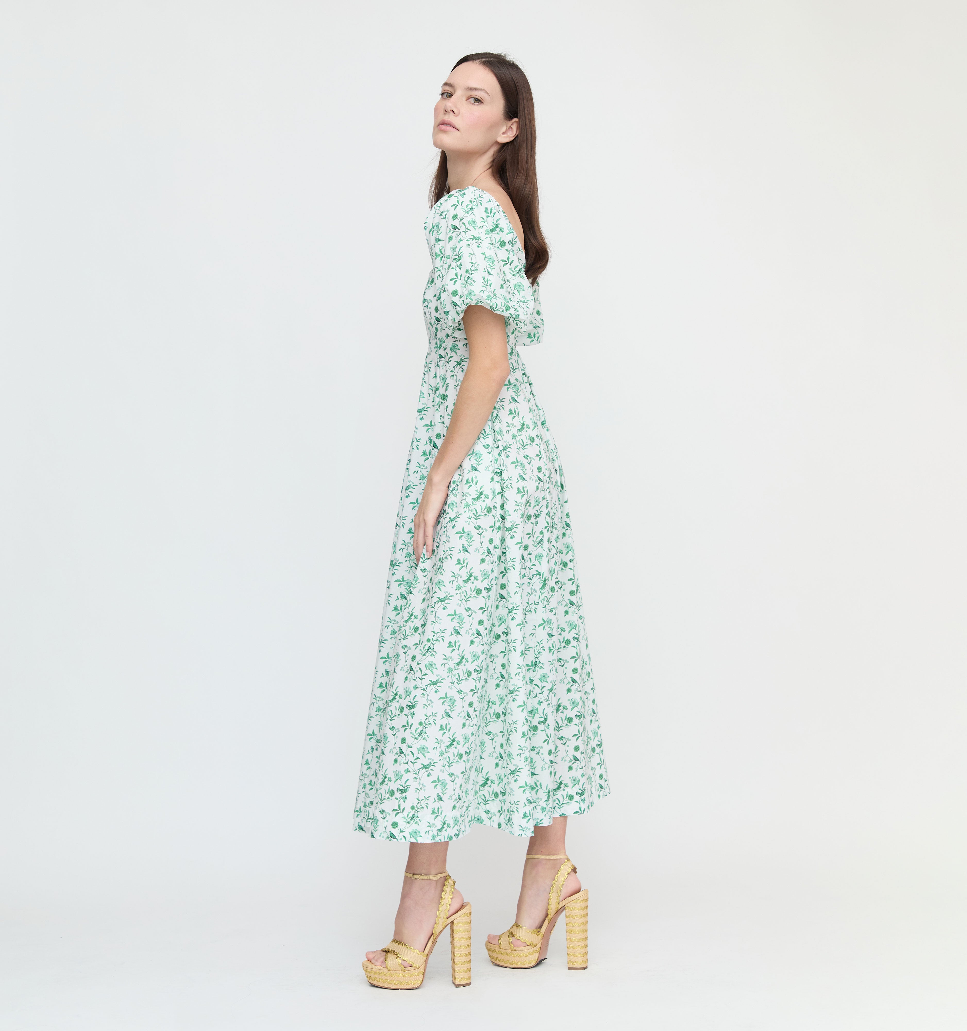 The Hill House x La Coqueta Matilda Dress - Green Bird Floral