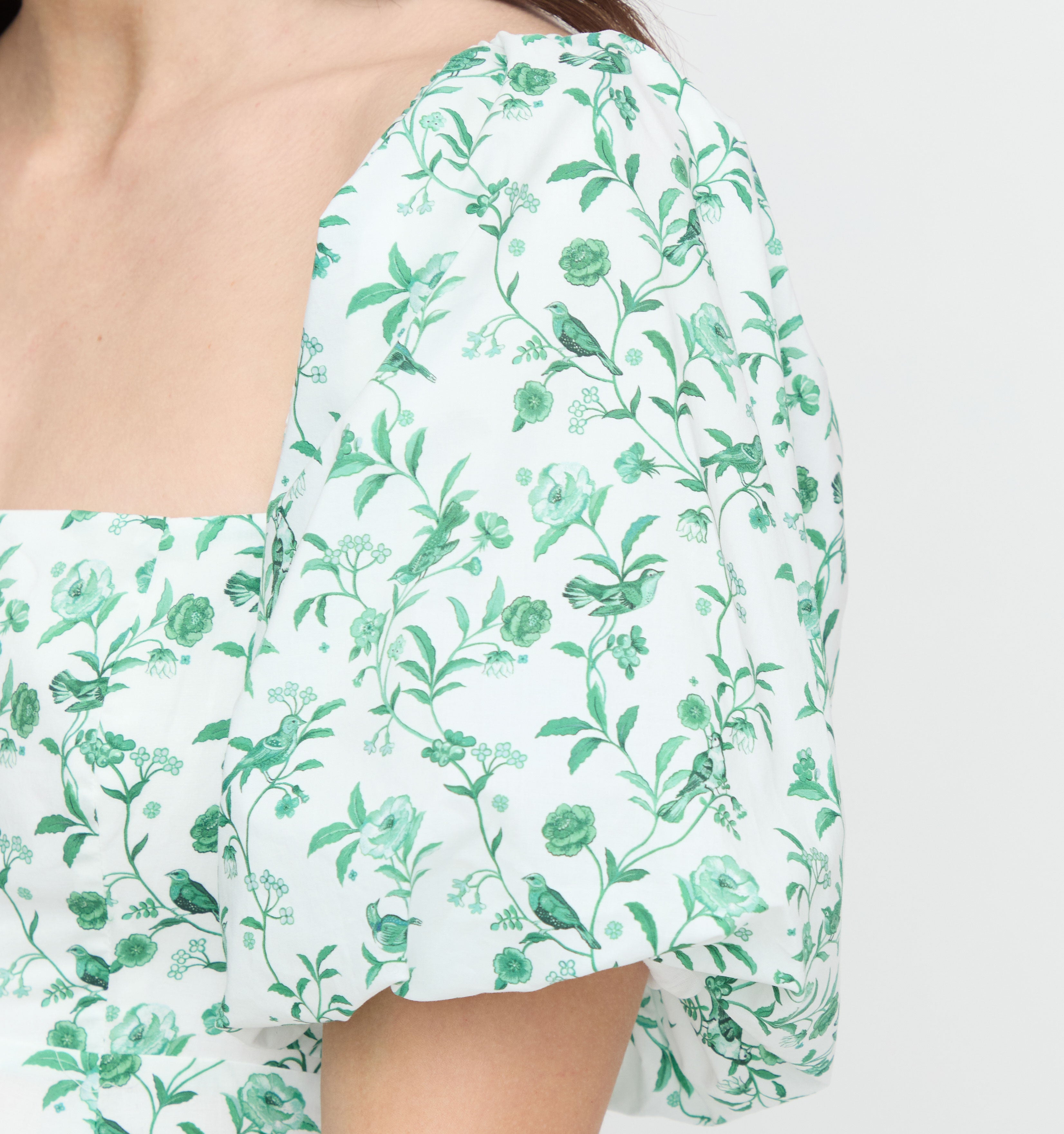 The Hill House x La Coqueta Matilda Dress - Green Bird Floral