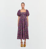 The Norah Nap Dress - Navy Peony Bouquet Georgette – Hill