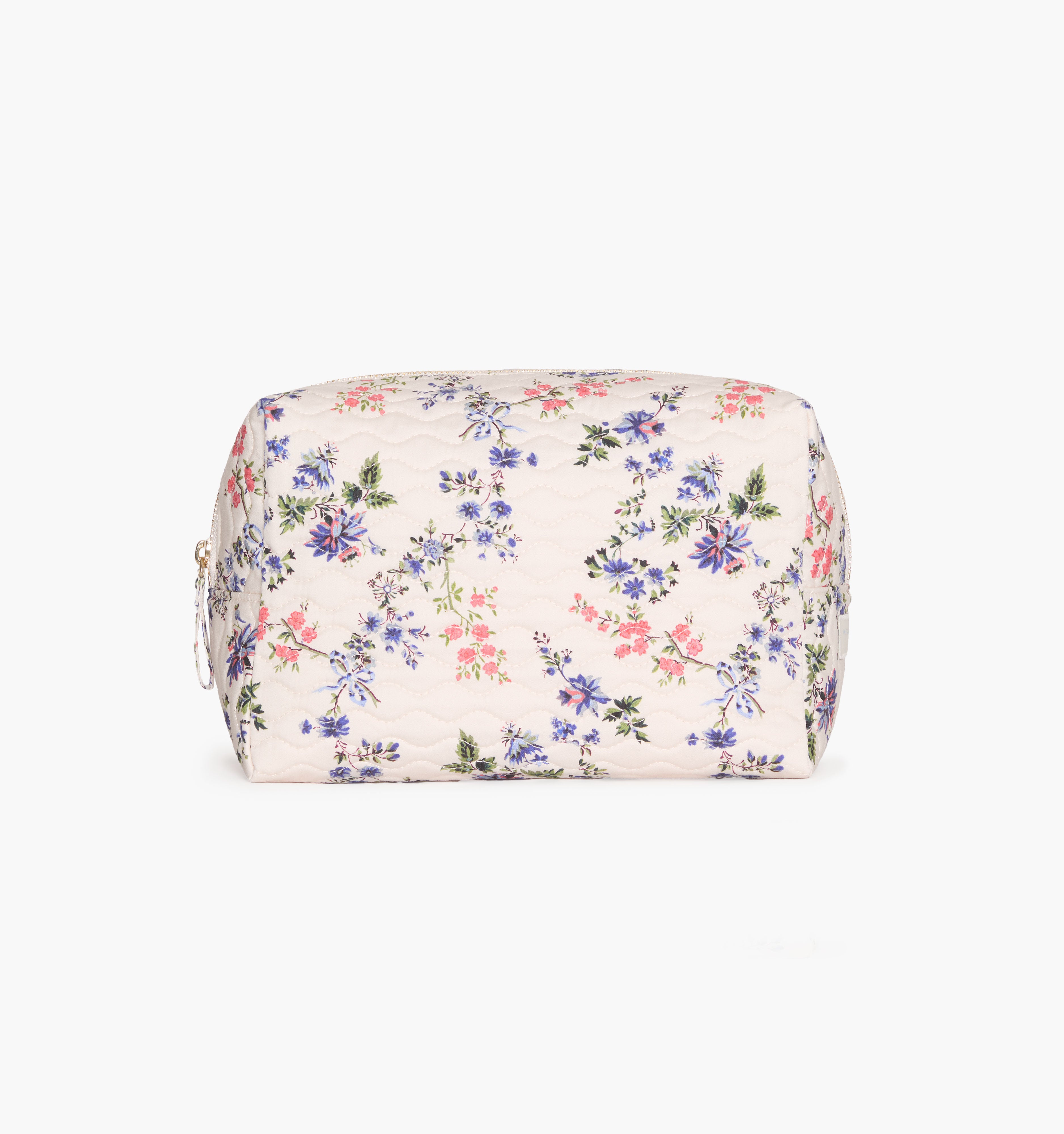 The Quilted Cosmetic Bag - Pink Scallop Bow Chintz