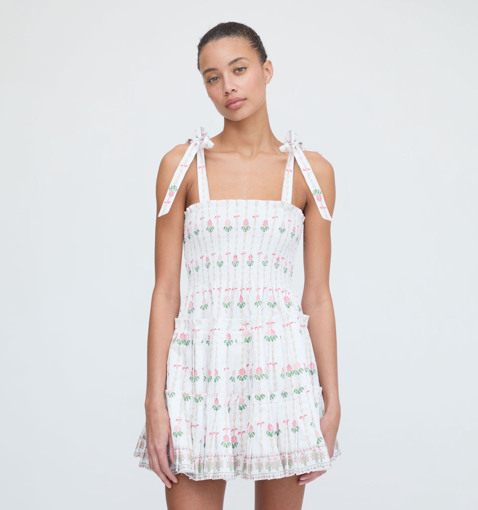 The Ribbon Charlotte Nap Dress - White Trailing Fern – Hill House Home
