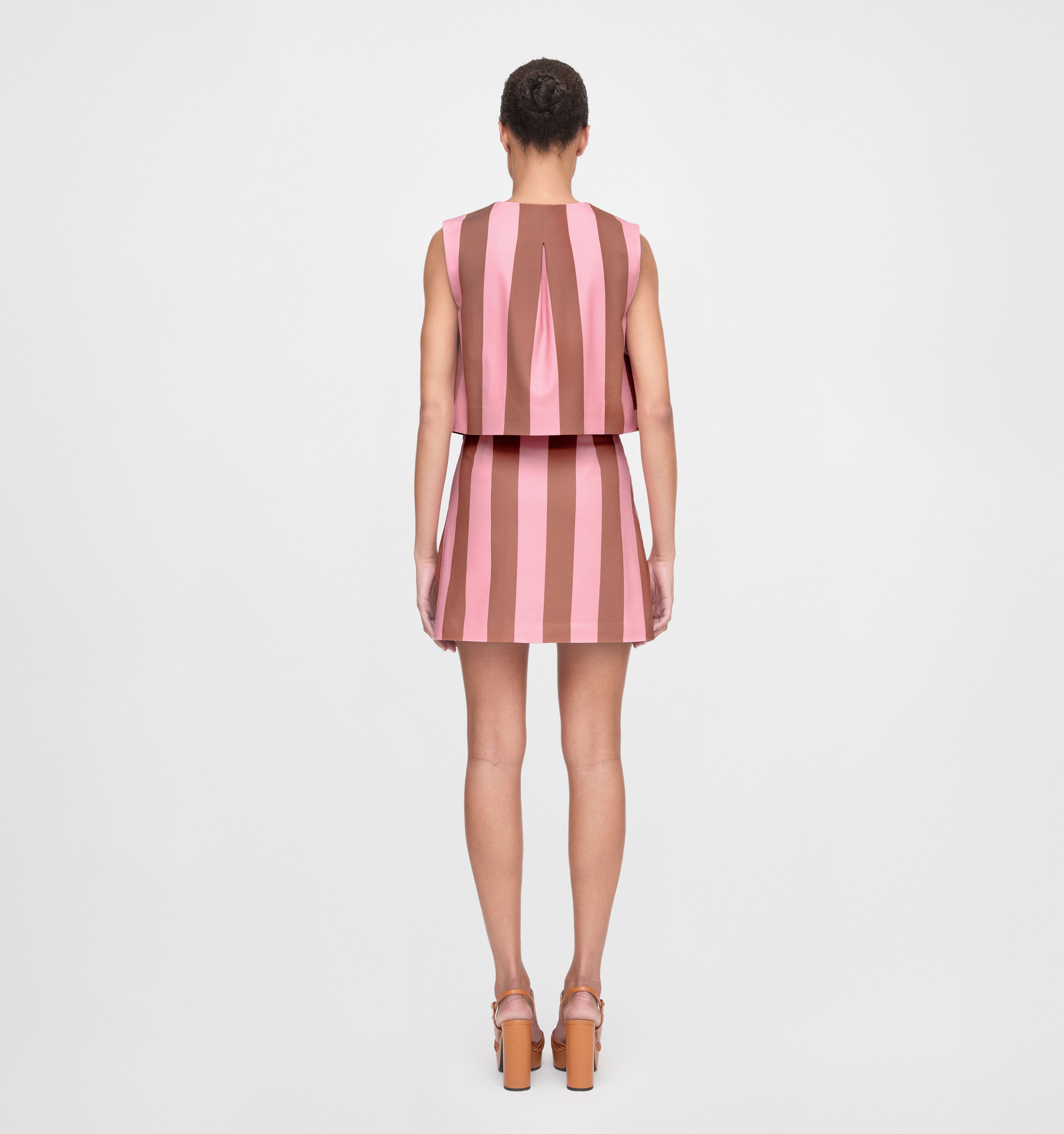 The Hallie Skirt - Coral Cabana Stripe