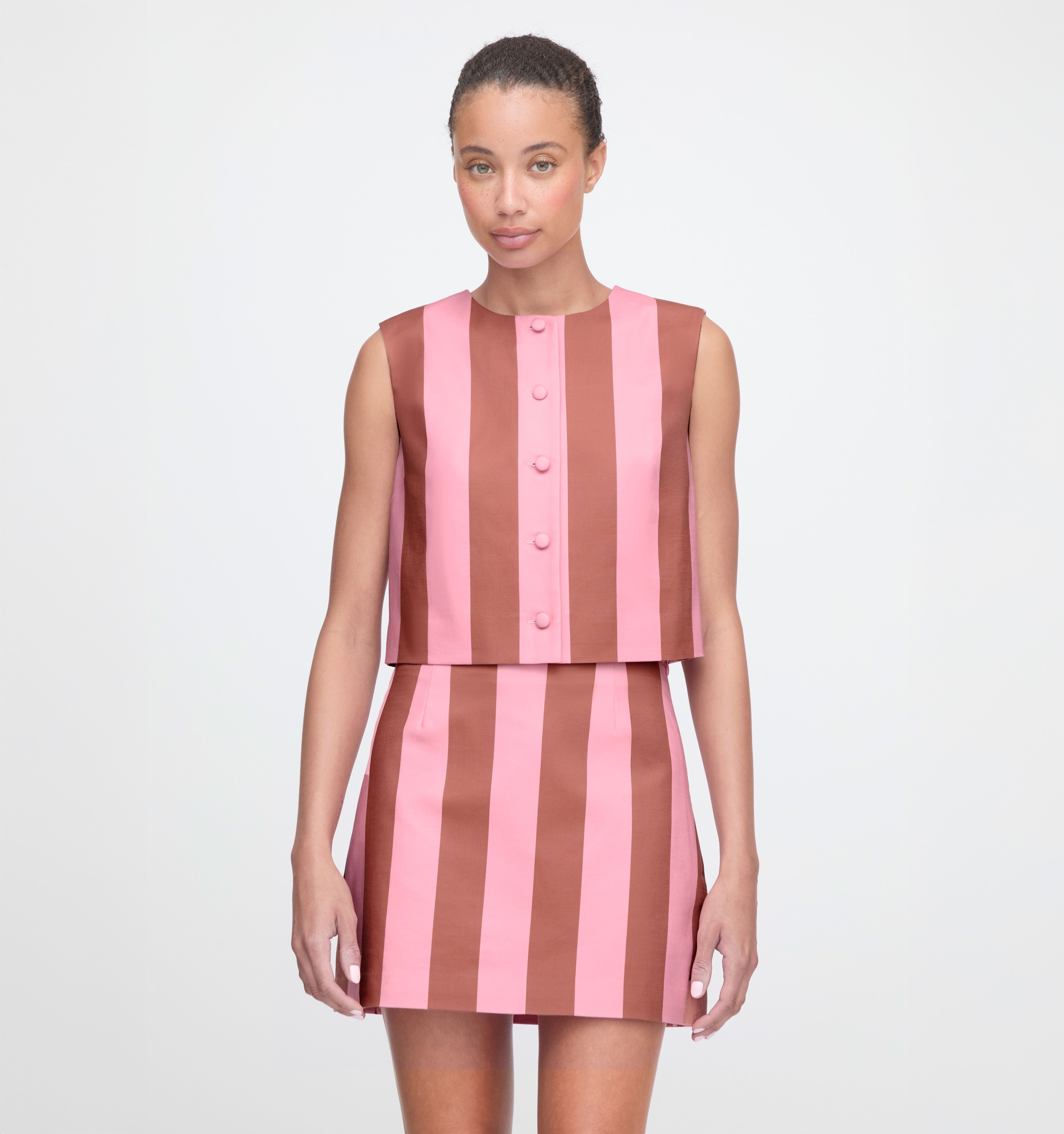 The Hallie Skirt - Coral Cabana Stripe