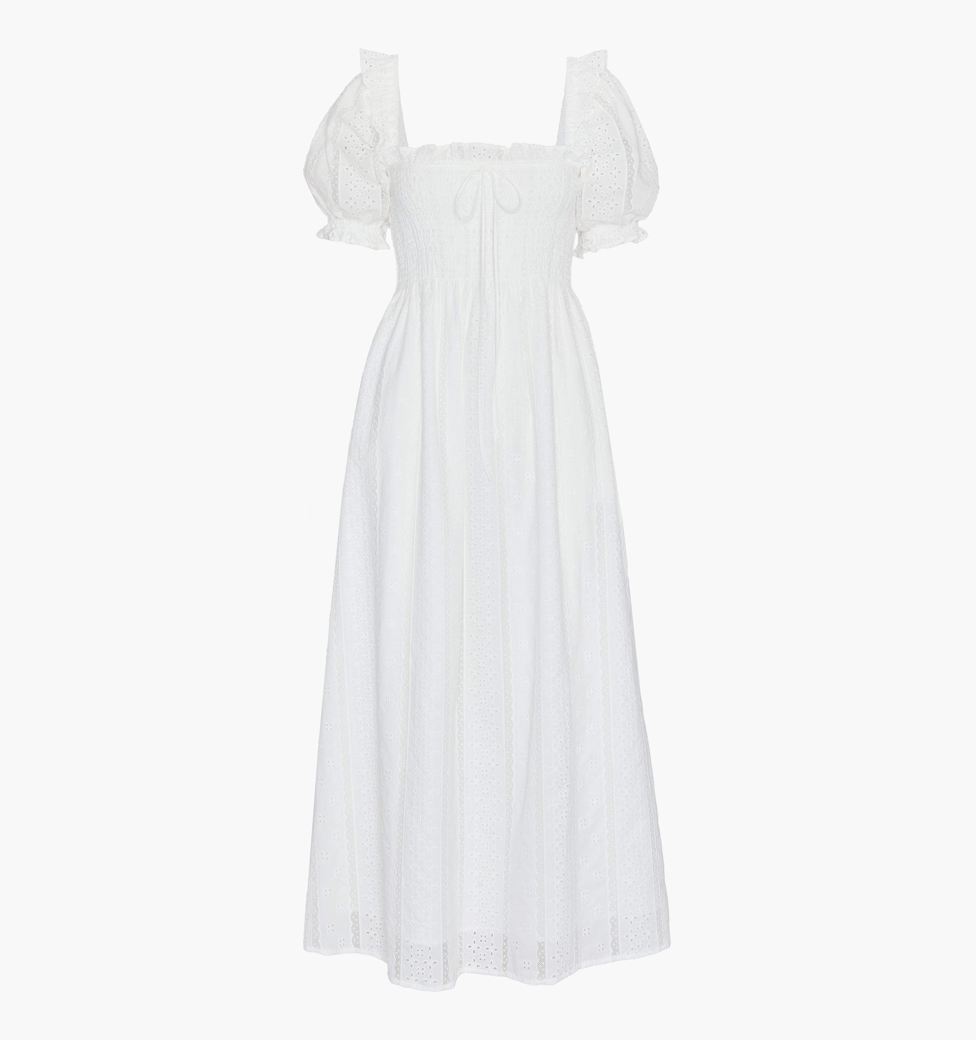 The Scarlett Nap Dress - White Broderie Voile