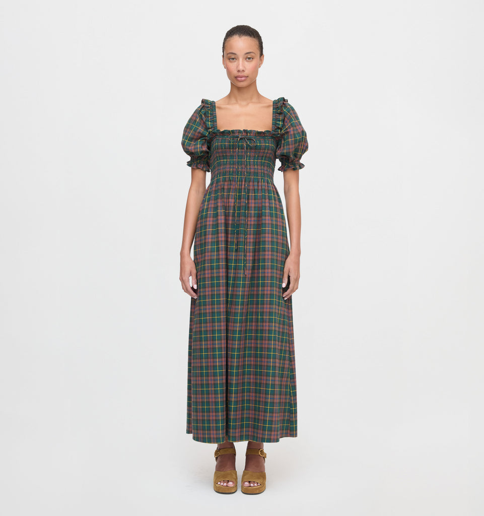 knee length dresses for ladies Red Plaid Tiered Midi Dress – Moda Boutique