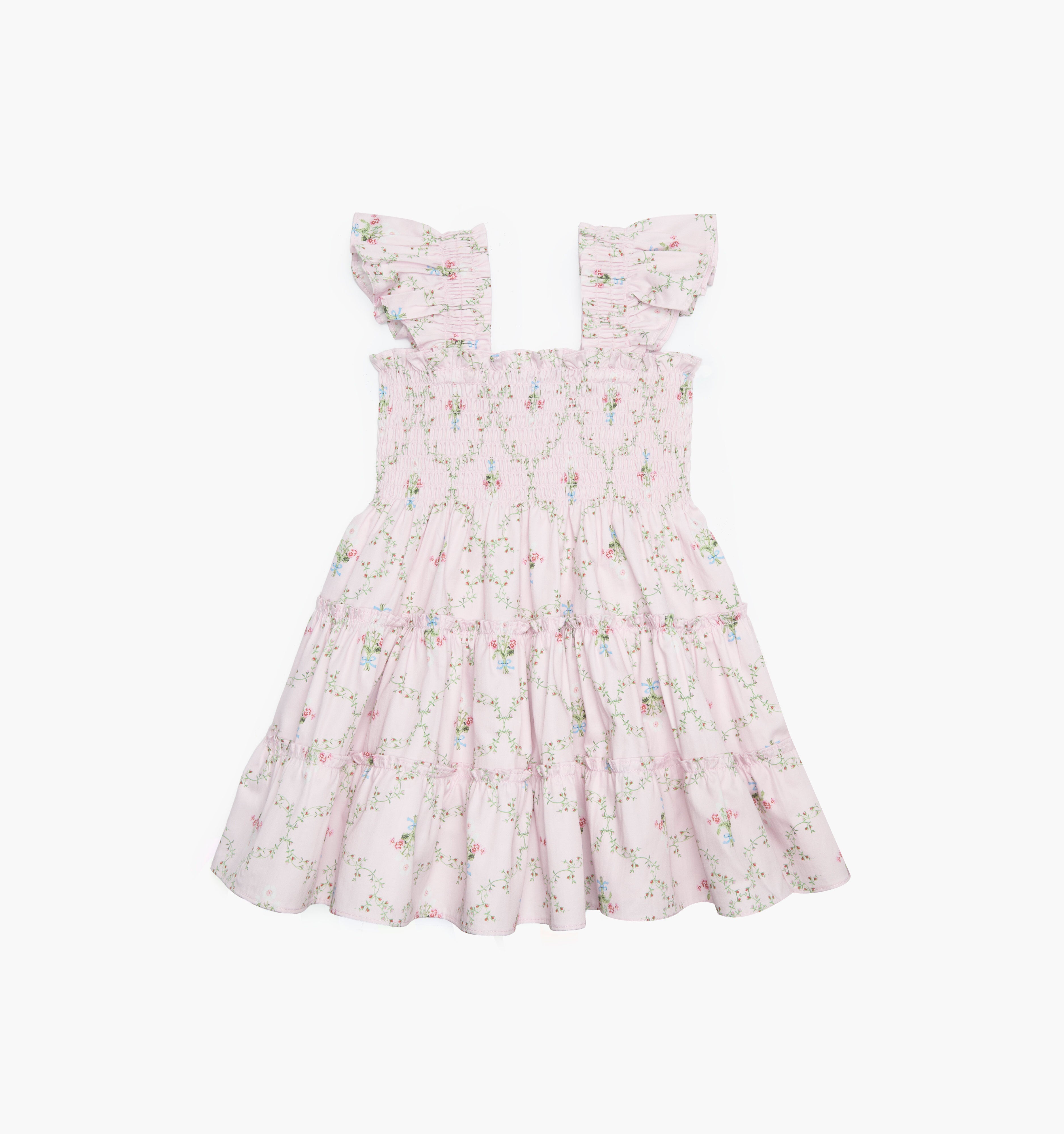 The Tiny Ellie Nap Dress - Light Pink Trellis