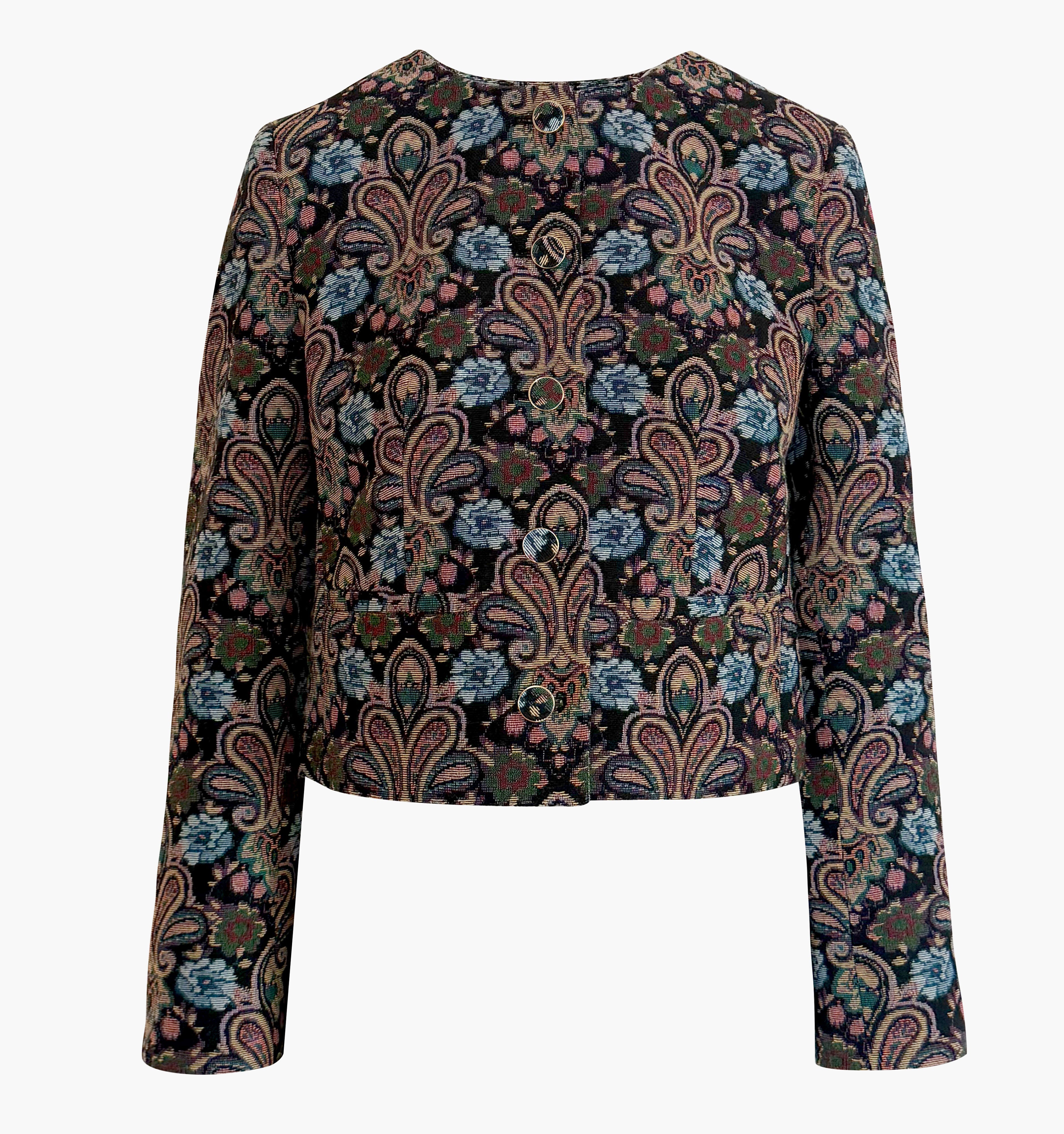 The Virginia Jacket - Black Tapestry Fleur Brocade