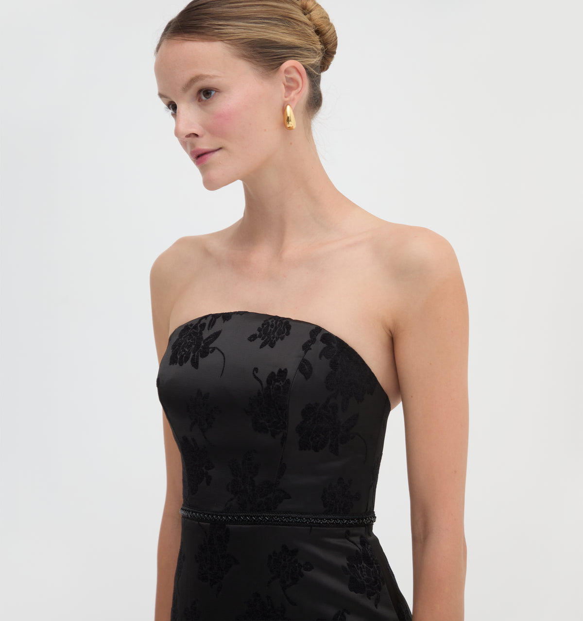 The Alberta Dress - Midnight Flocked Brocade