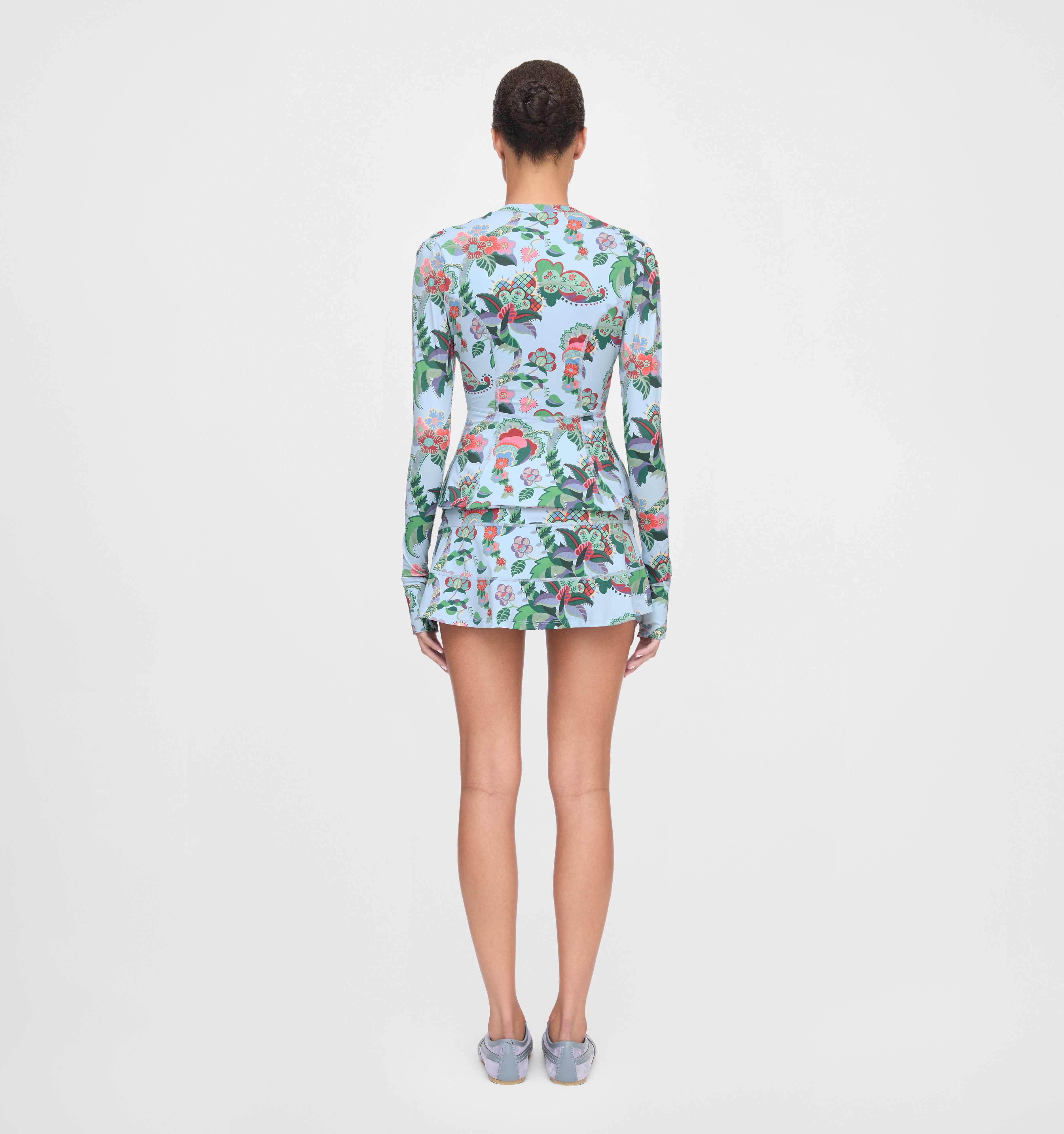The Alexia Rashguard - Light Blue Jungle Floral
