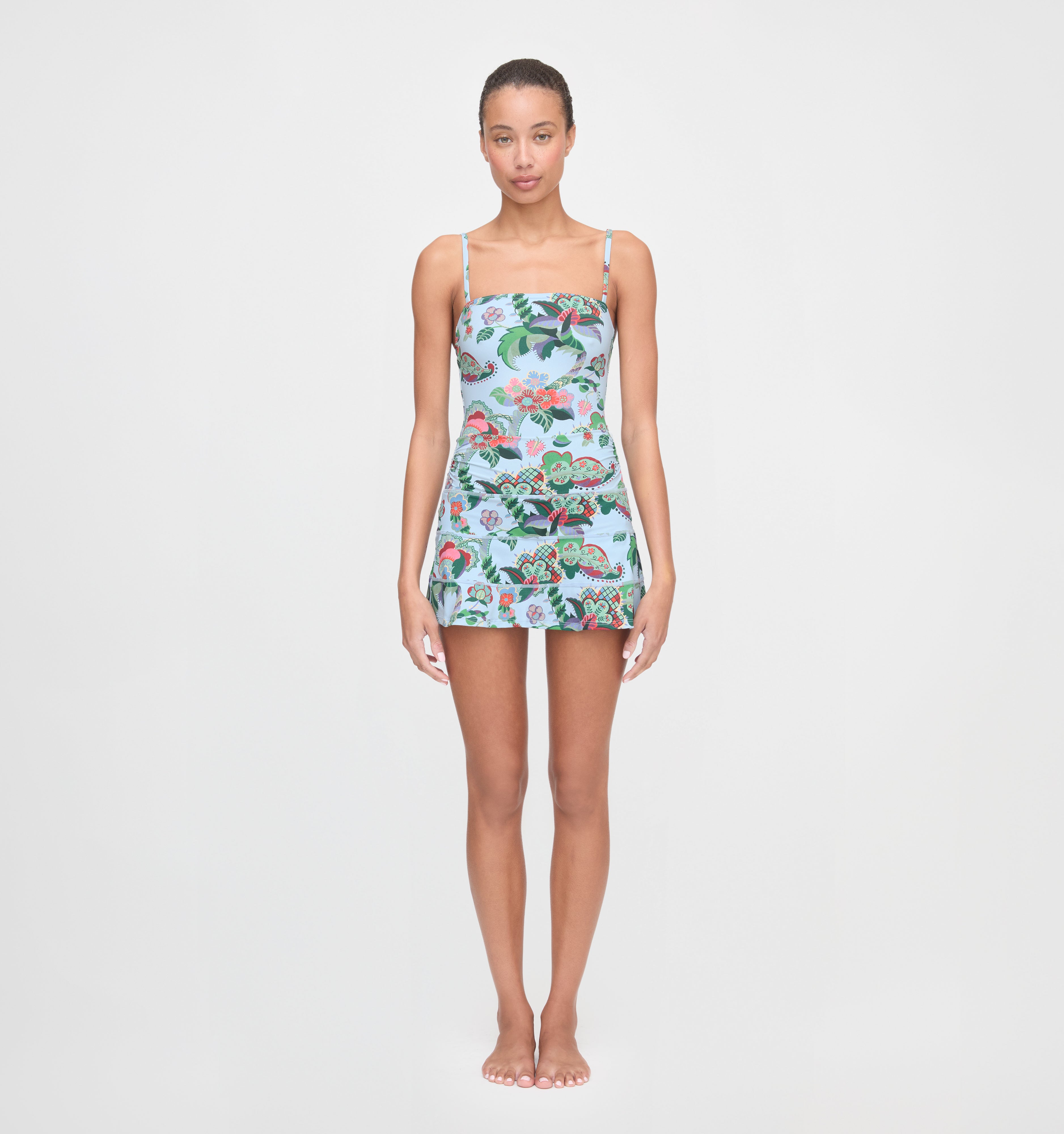 The Riley Pool Skirt - Light Blue Jungle Floral