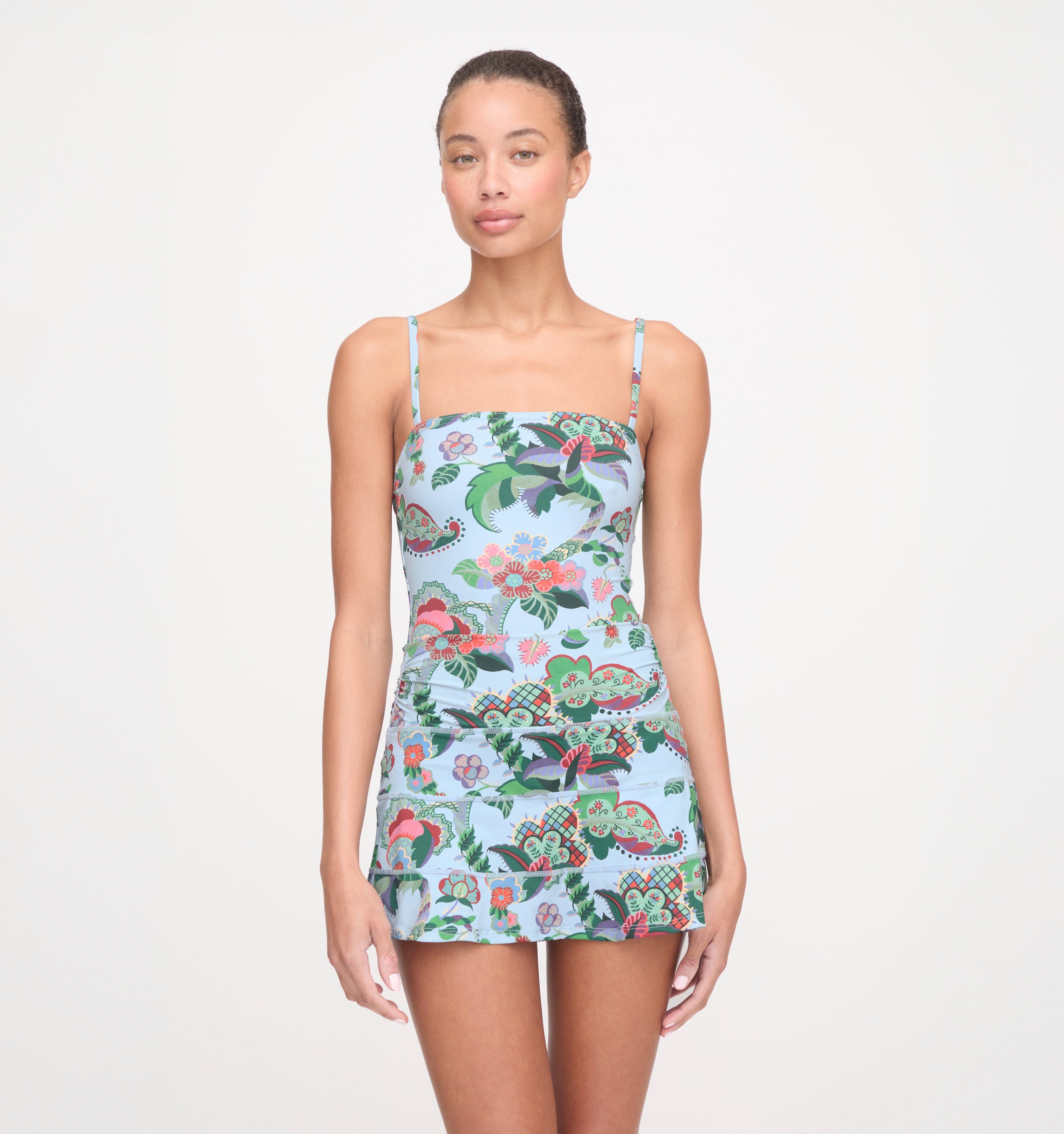 The Riley Pool Skirt - Light Blue Jungle Floral