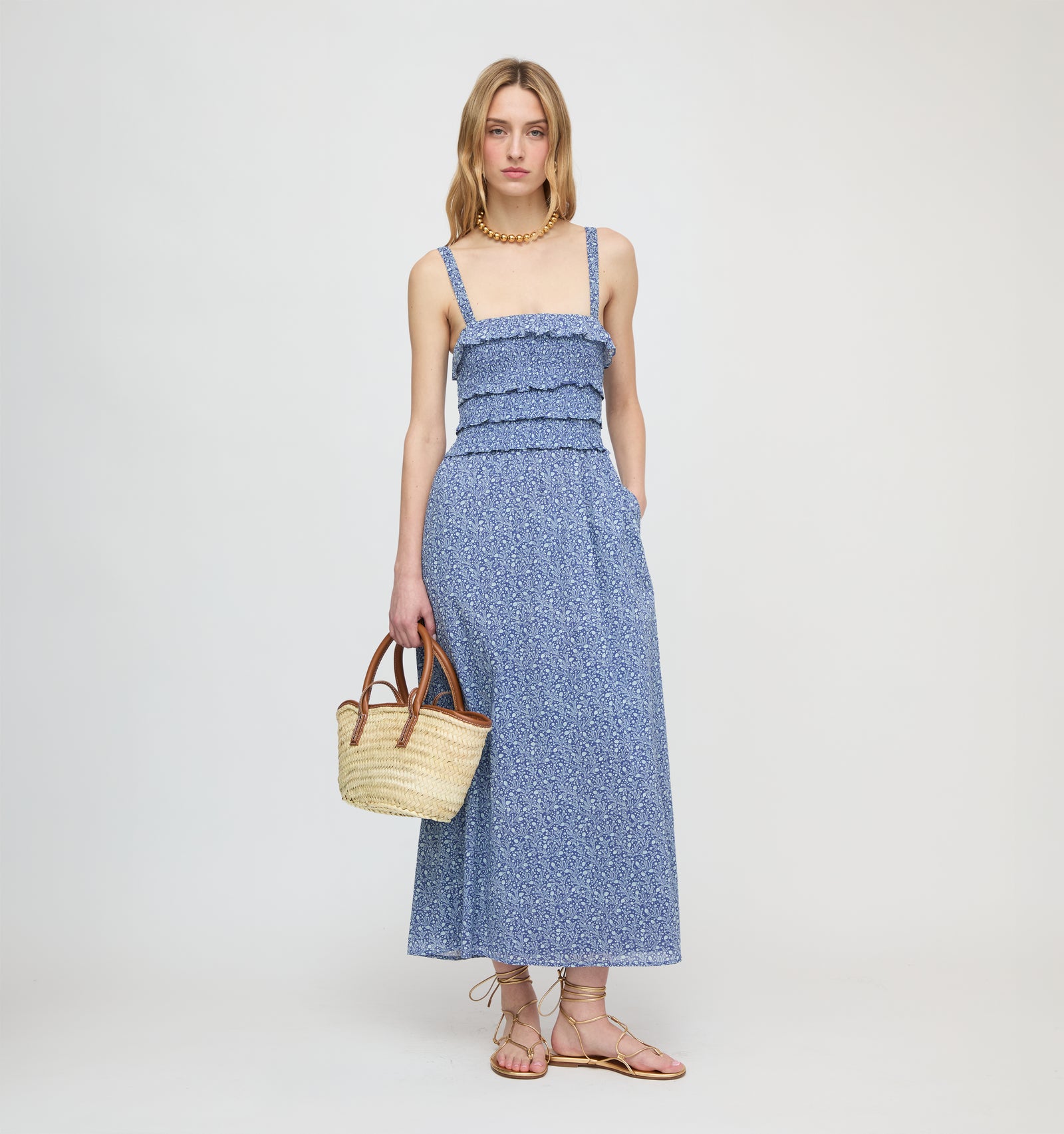 The Analiese Nap Dress - Cornflower Ditsy Thistle