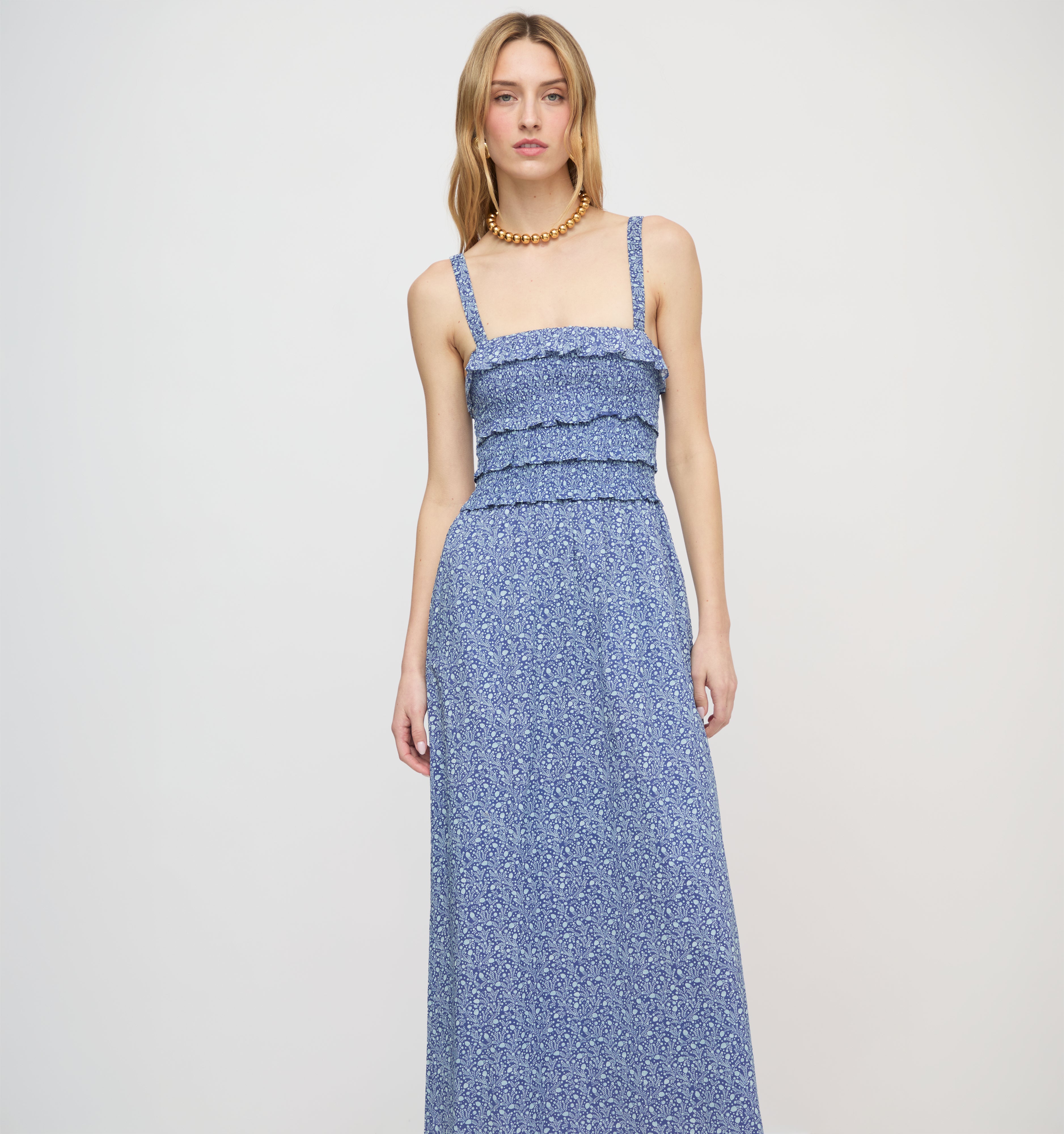 The Analiese Nap Dress - Cornflower Ditsy Thistle – Hill House Home
