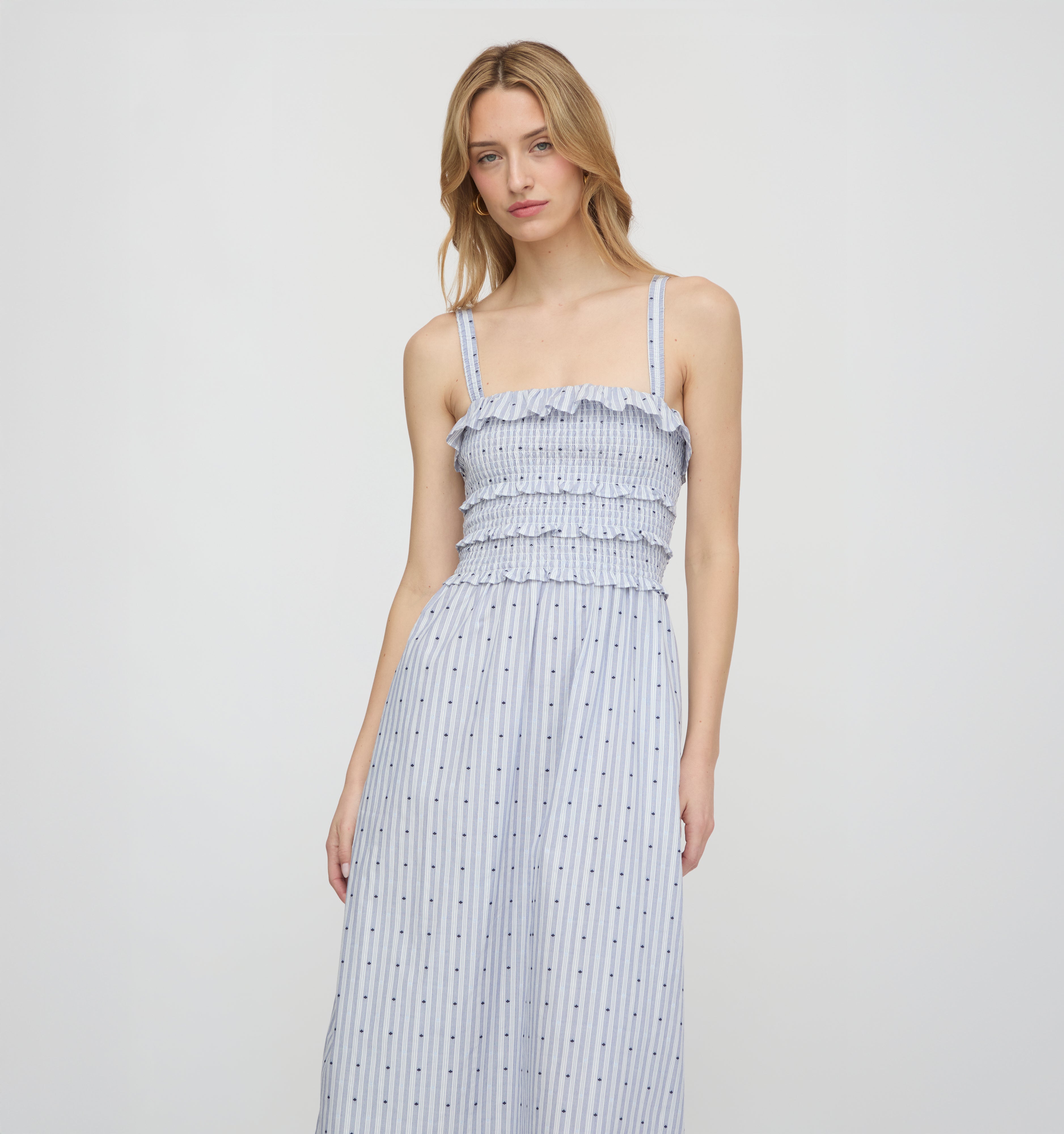The Analise Nap Dress - Blue Swiss Dot – Hill House Home