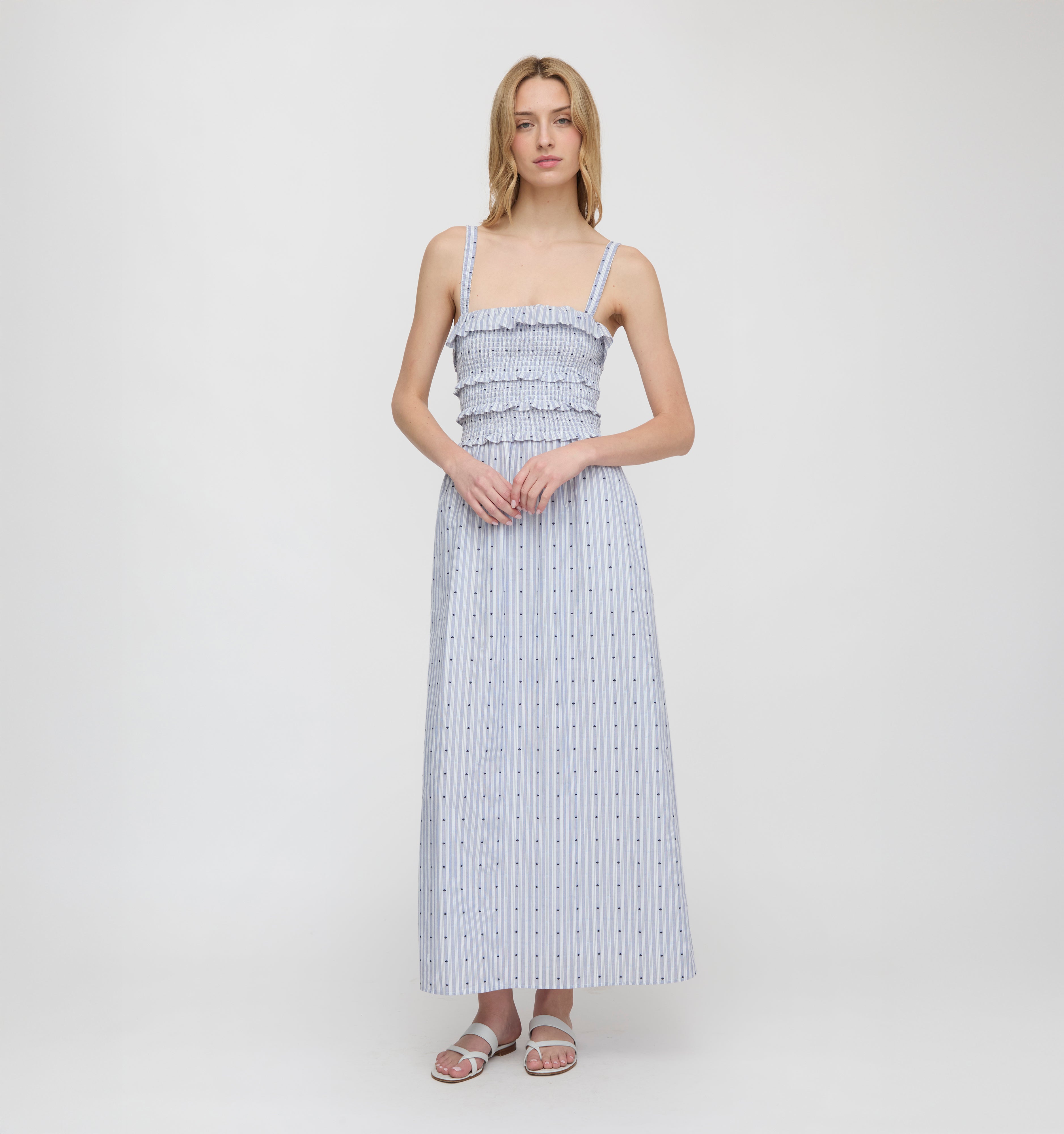 The Analise Nap Dress - Blue Swiss Dot