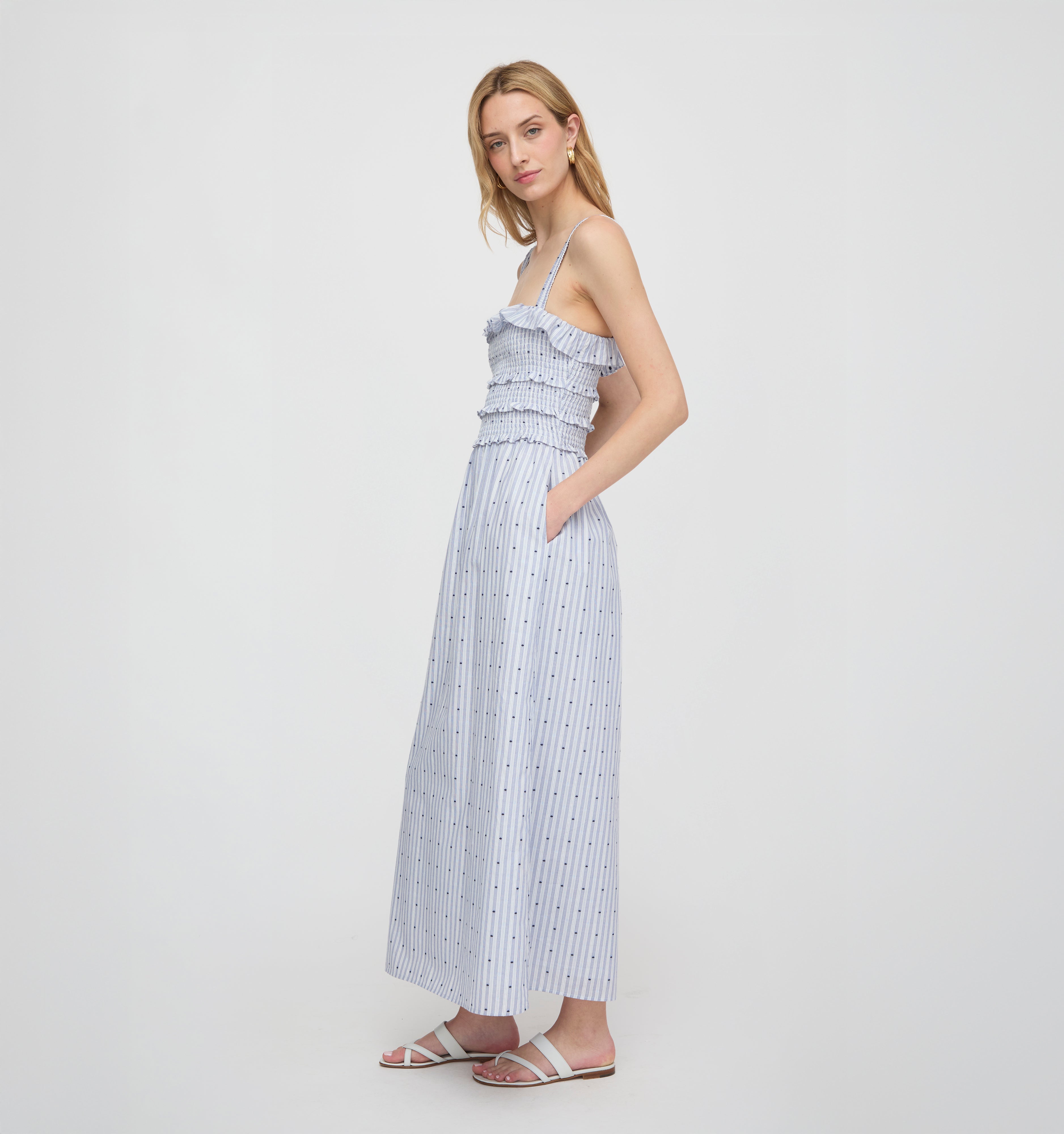 The Analise Nap Dress - Blue Swiss Dot