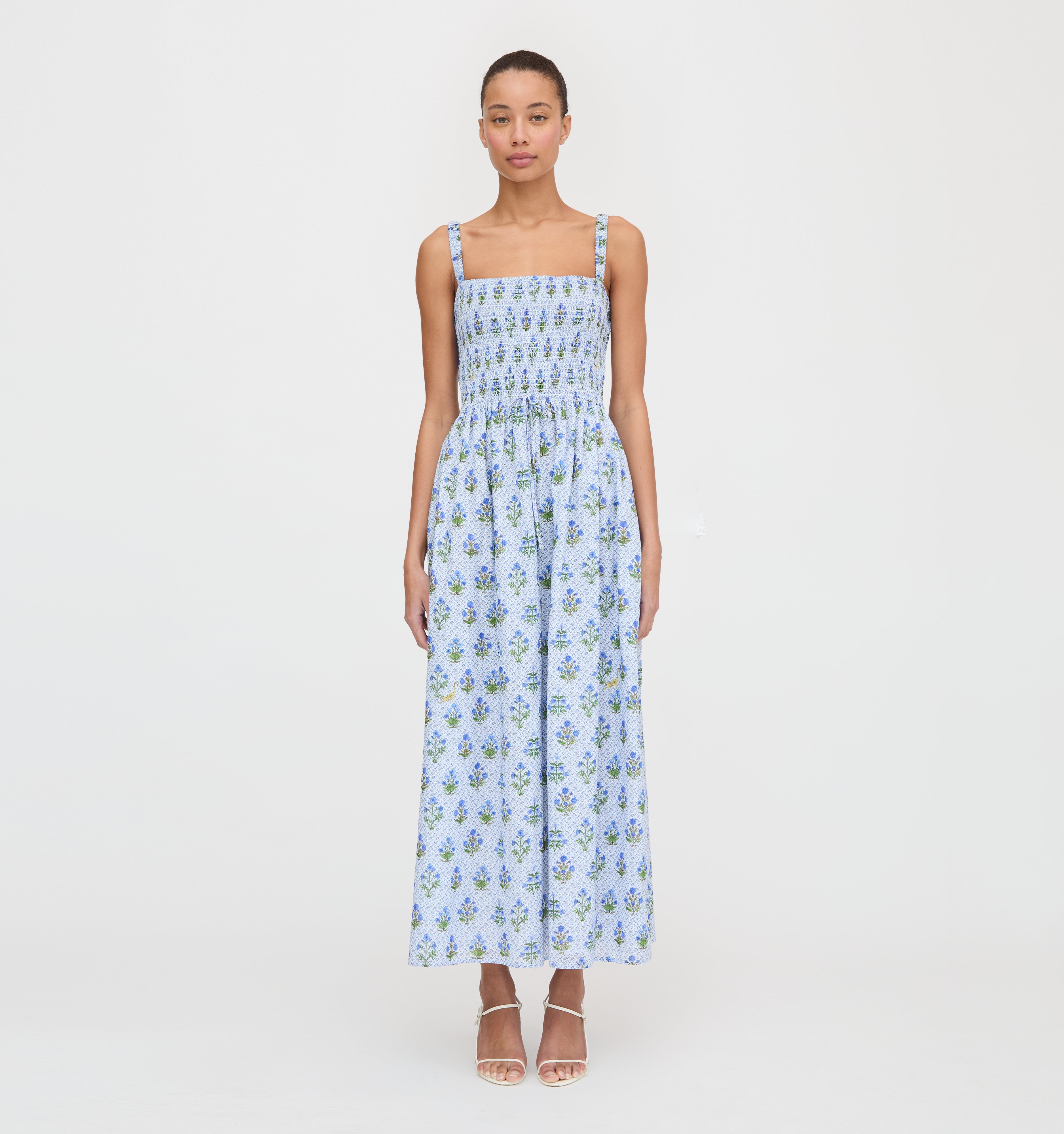 The Anita Nap Dress - Blue Block Print