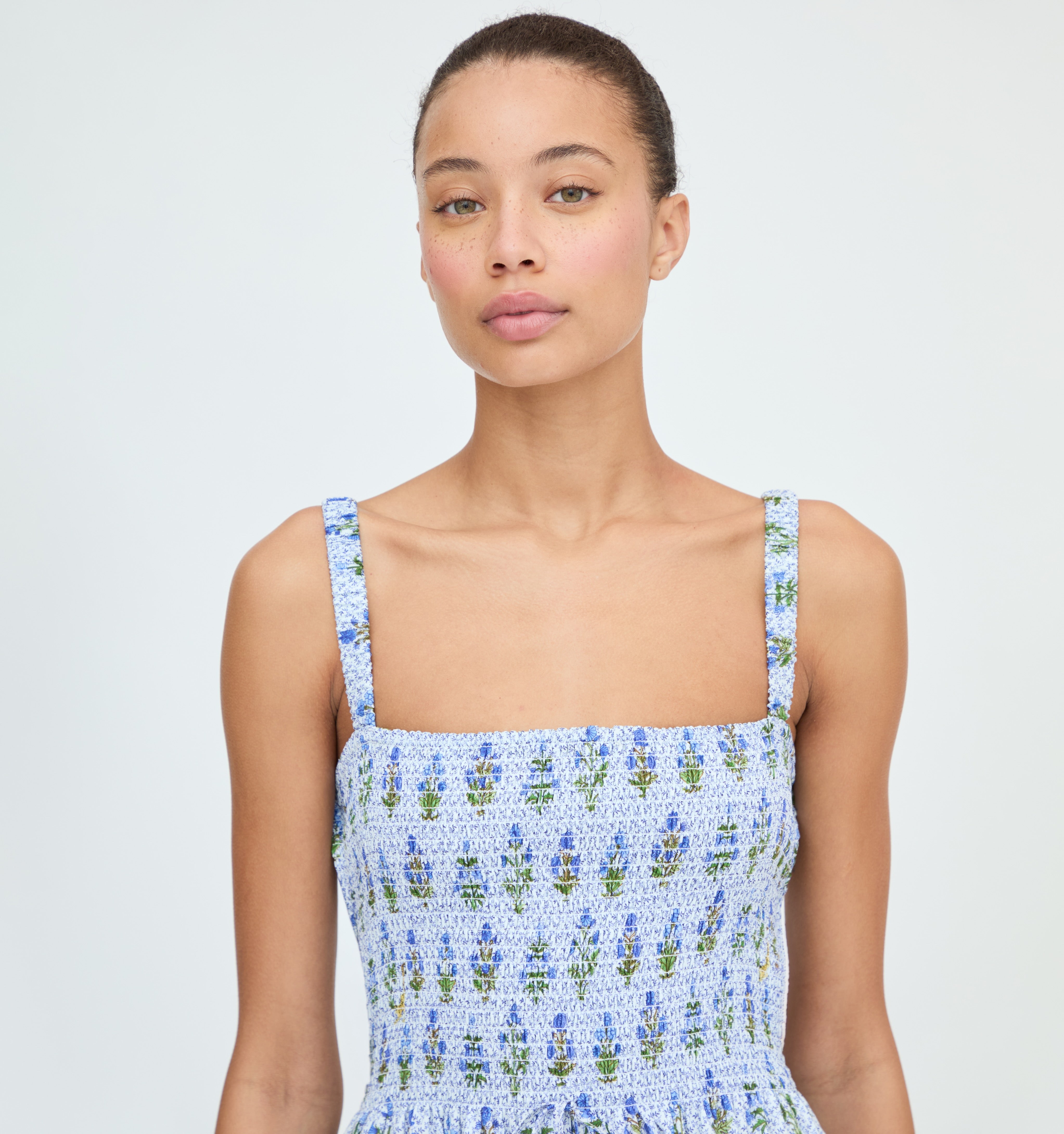 The Anita Nap Dress - Blue Block Print