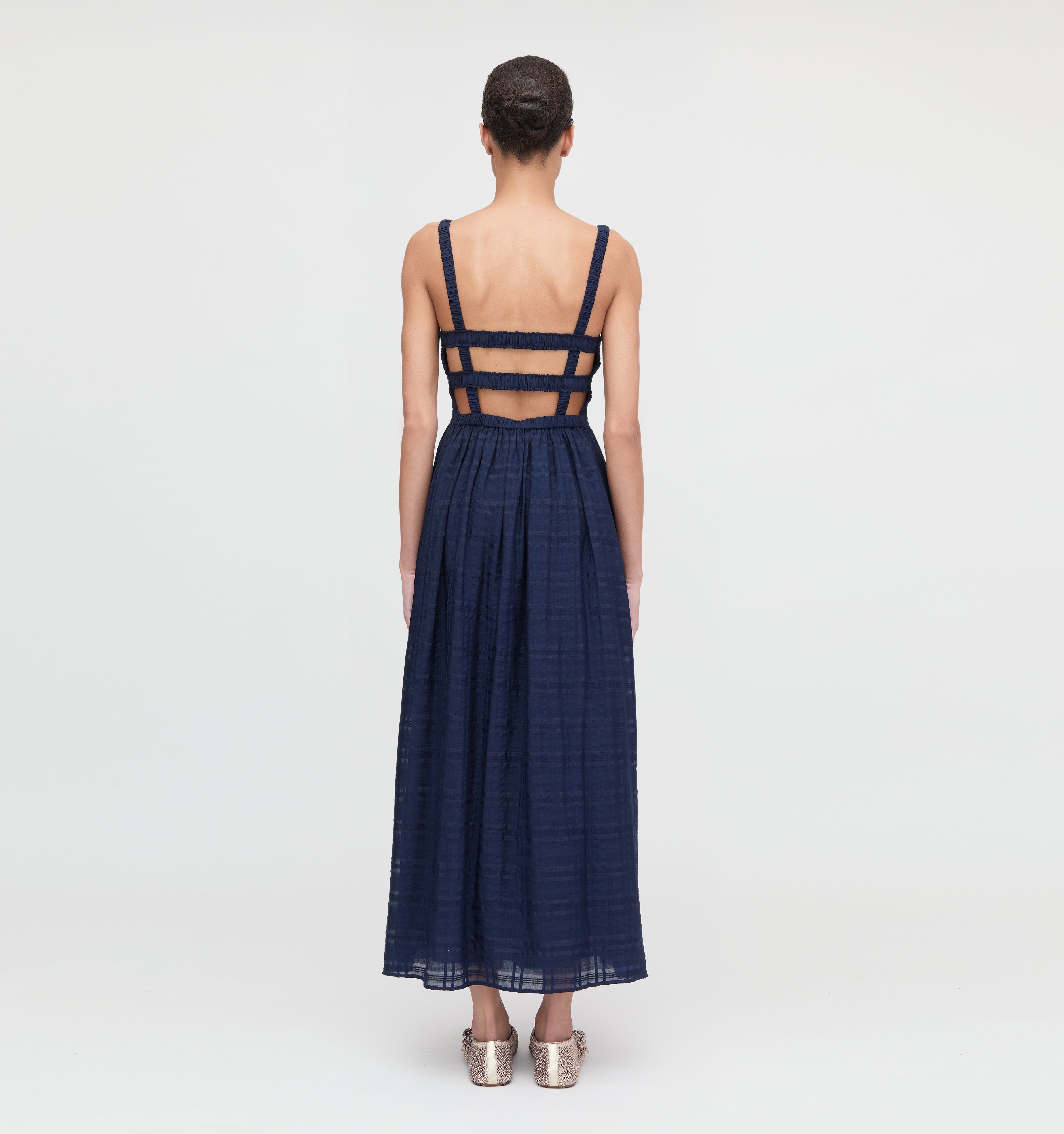 The Anita Nap Dress - Navy Sheer Plaid – Hill House Home