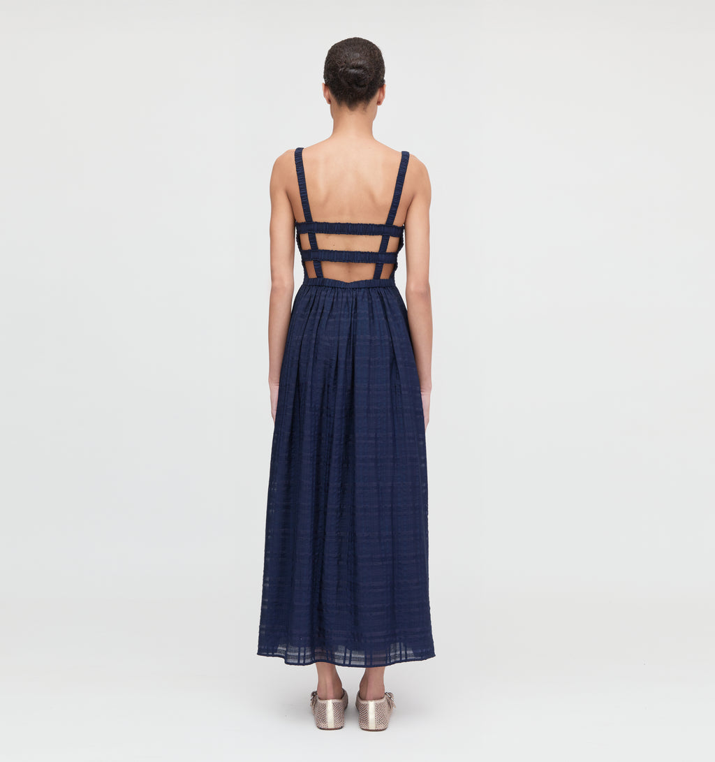 navy blue nap dress NWT Hill House Home Ellie Nap Dress Navy Blue Glitter Silver Check Size Small