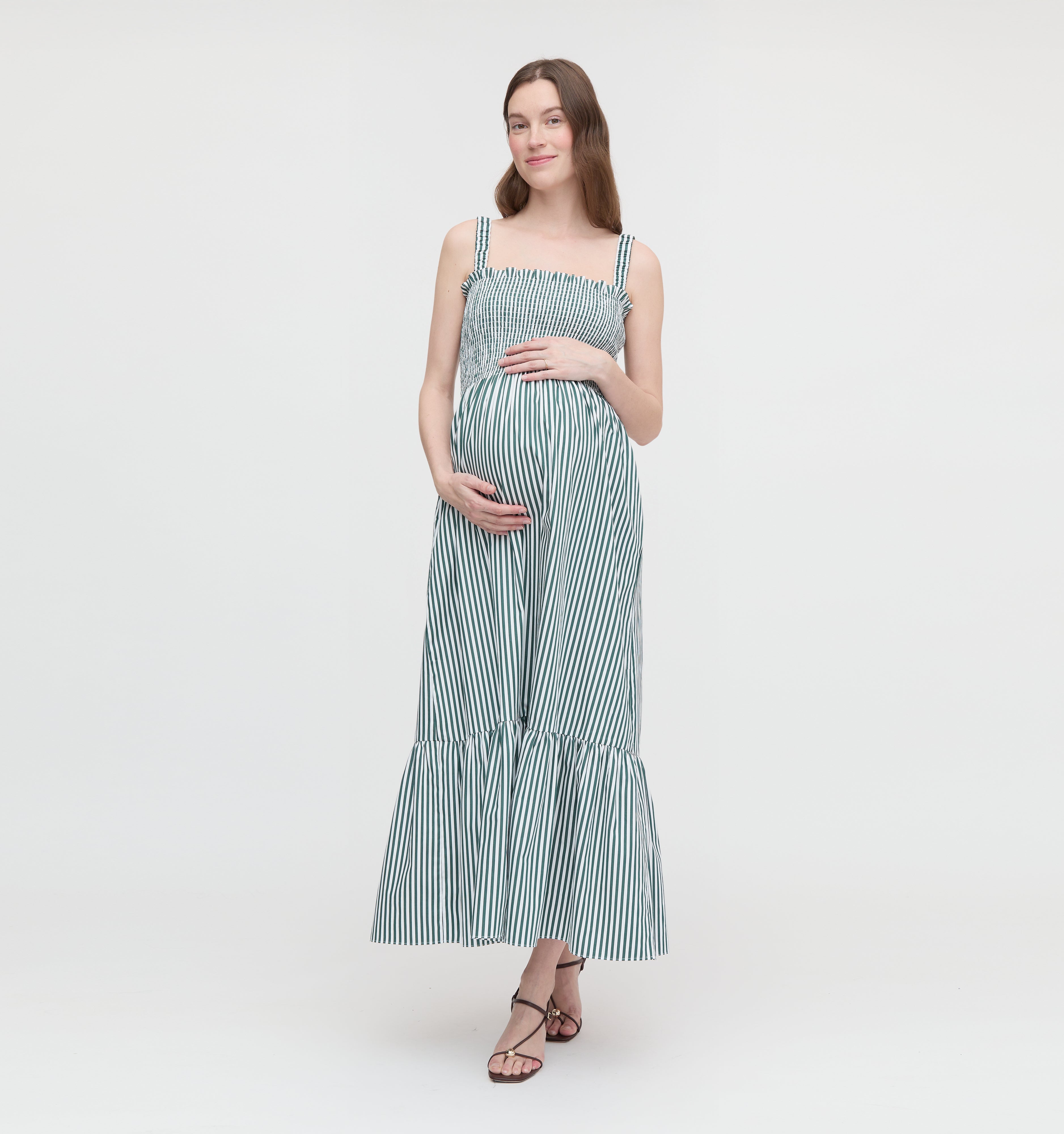 The Maternity Anjuli Nap Dress - Green Stripe