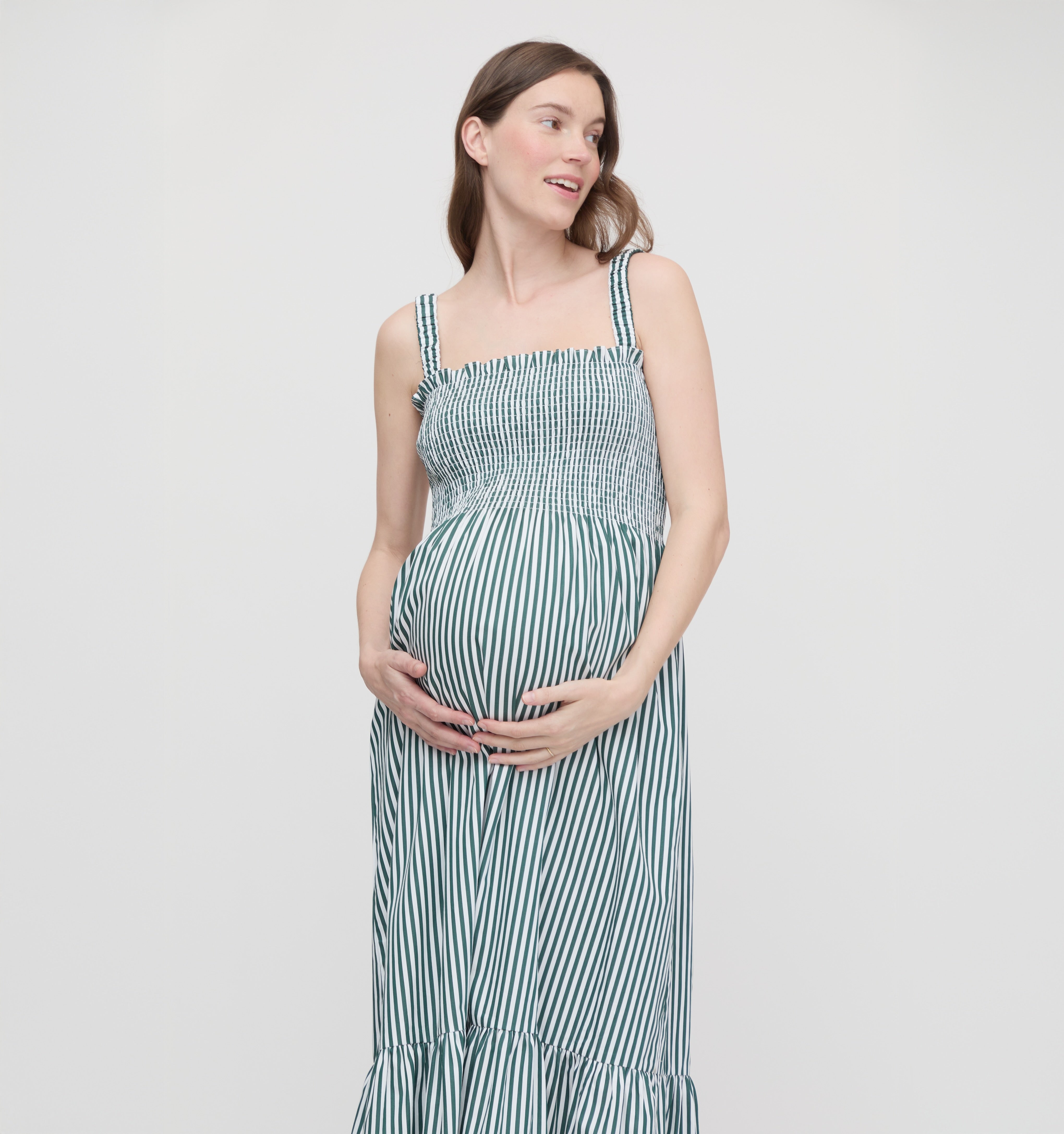 The Maternity Anjuli Nap Dress - Green Stripe