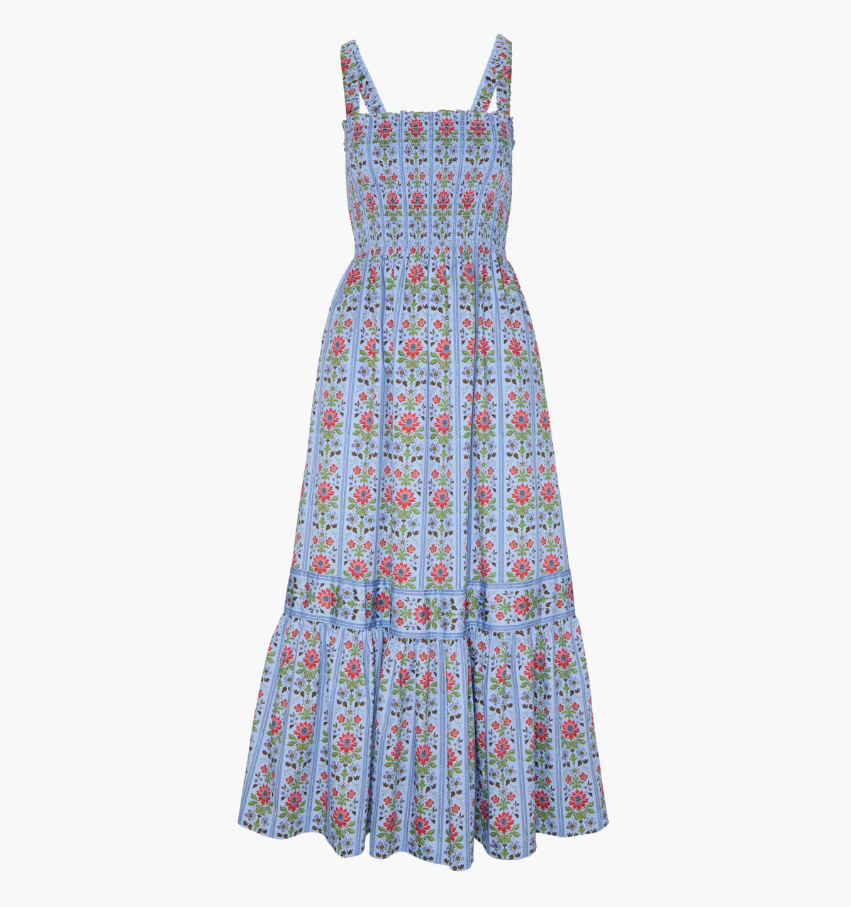 The Anjuli Nap Dress - Blue Floral Block Stripe