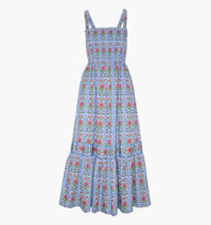 The Anjuli Nap Dress - Blue Floral Block Stripe – Hill House