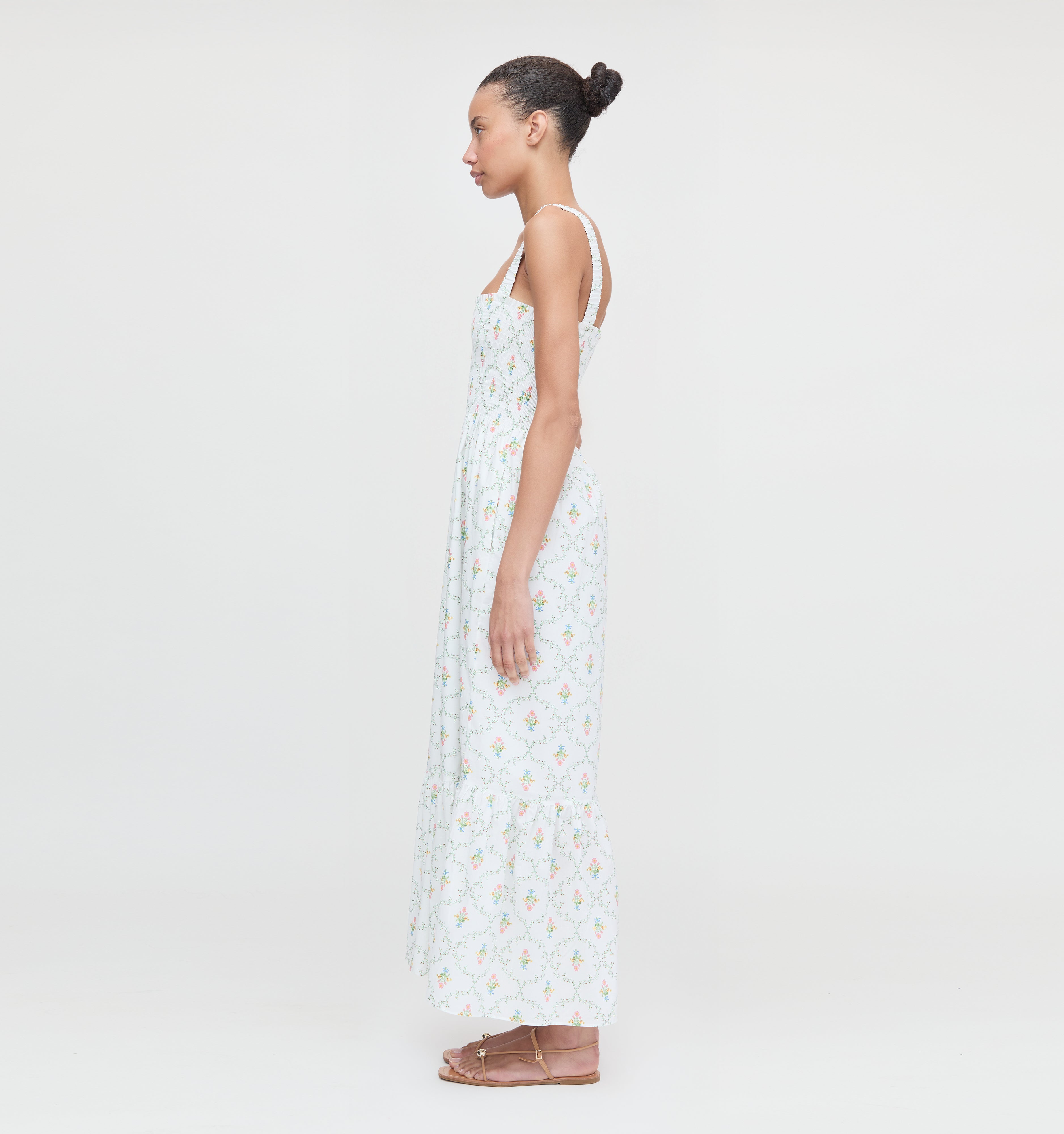 The Anjuli Nap Dress - Pastel Trellis Cotton