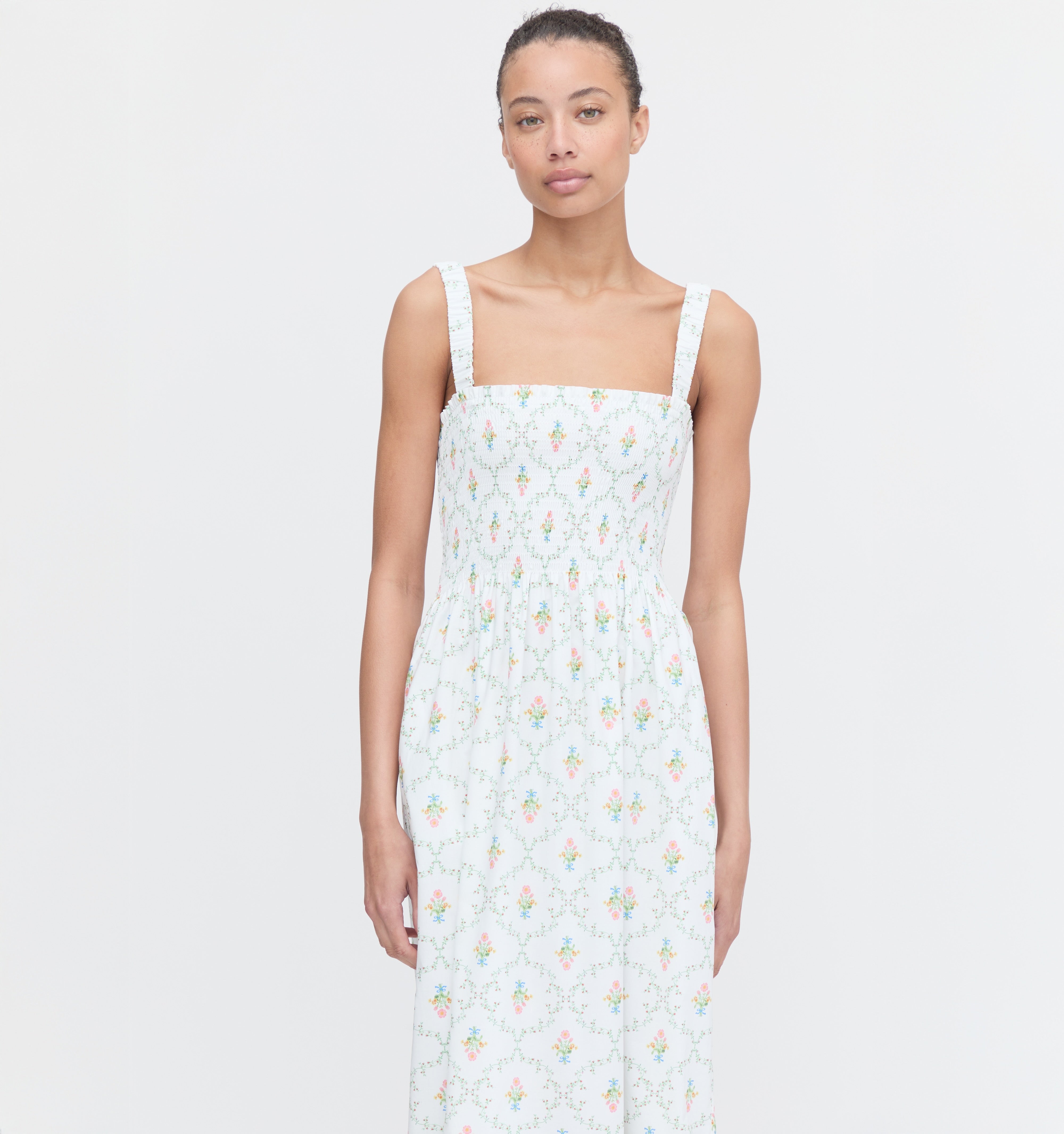 The Anjuli Nap Dress - Pastel Trellis Cotton