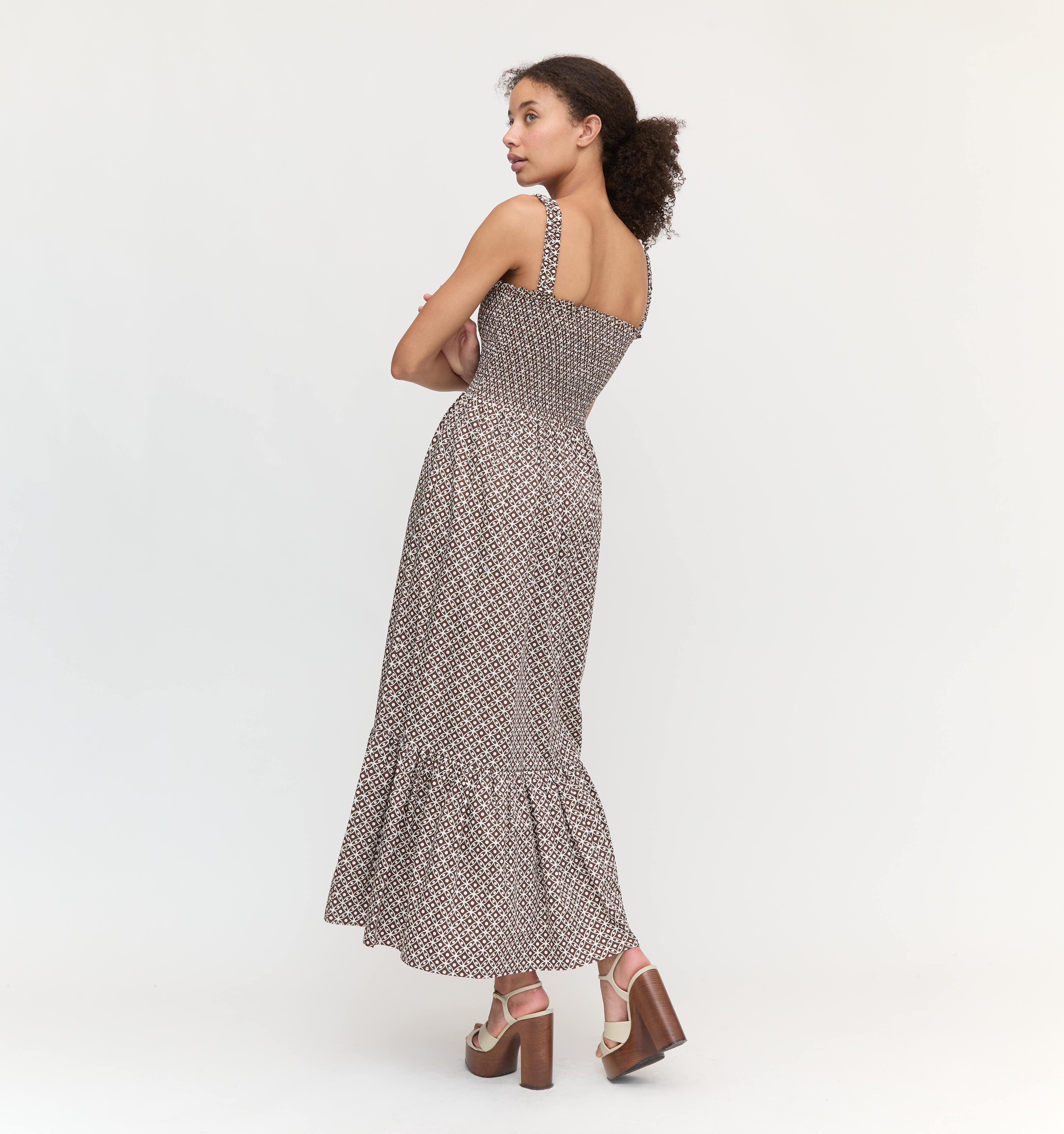 The Anjuli Nap Dress - Chocolate Circular Lattice