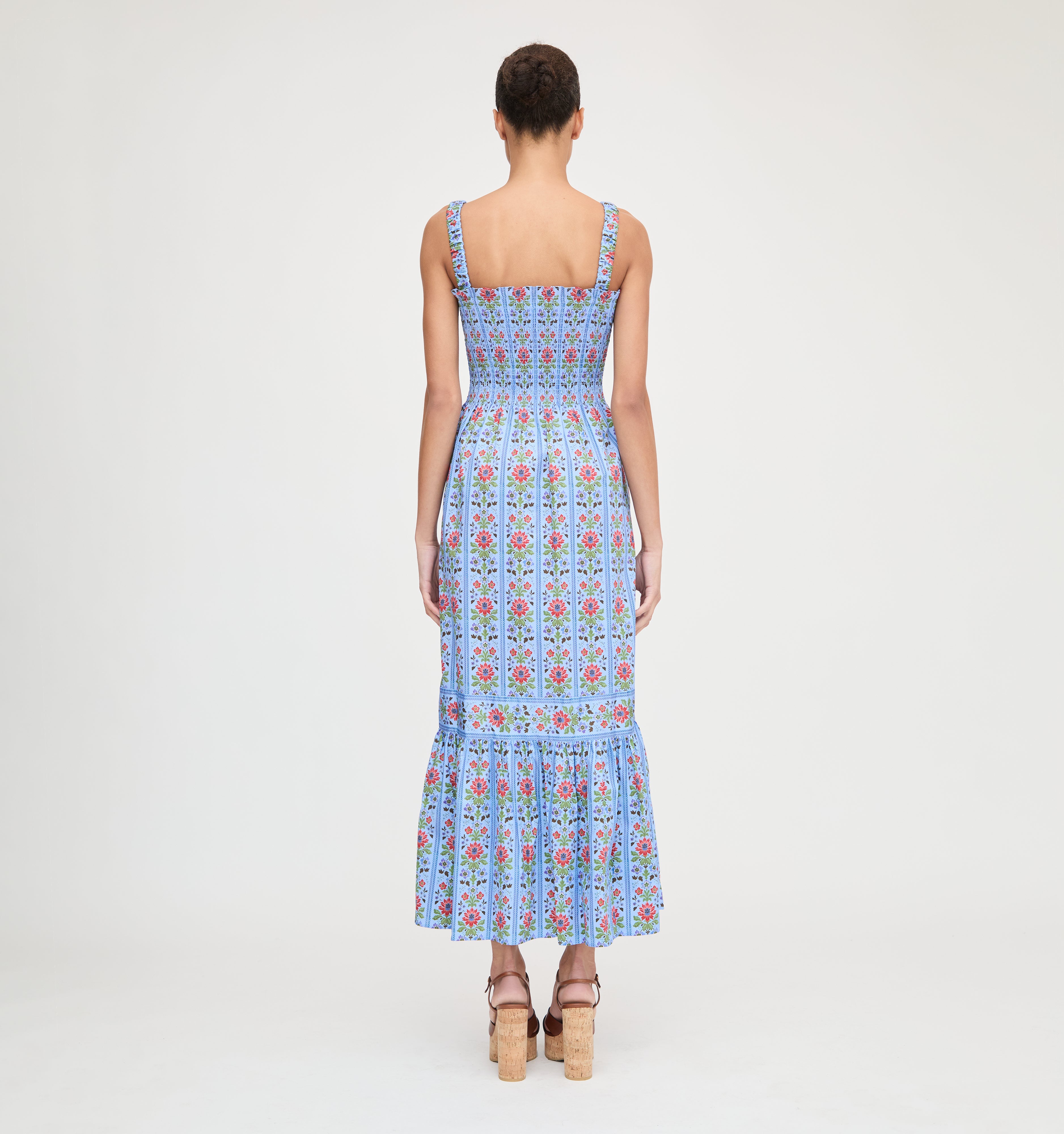The Anjuli Nap Dress - Blue Floral Block Stripe