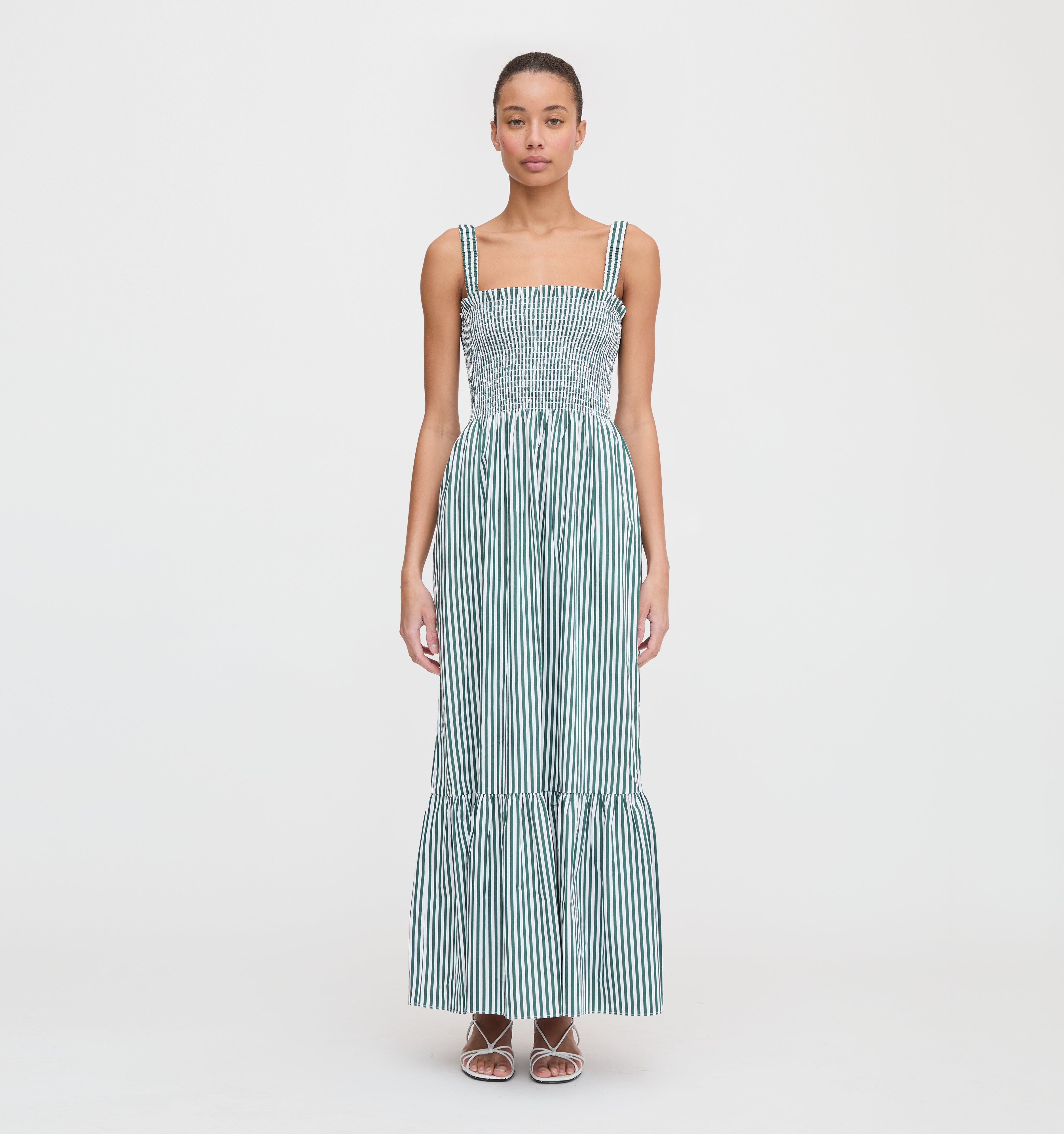 The Anjuli Nap Dress - Green Stripe