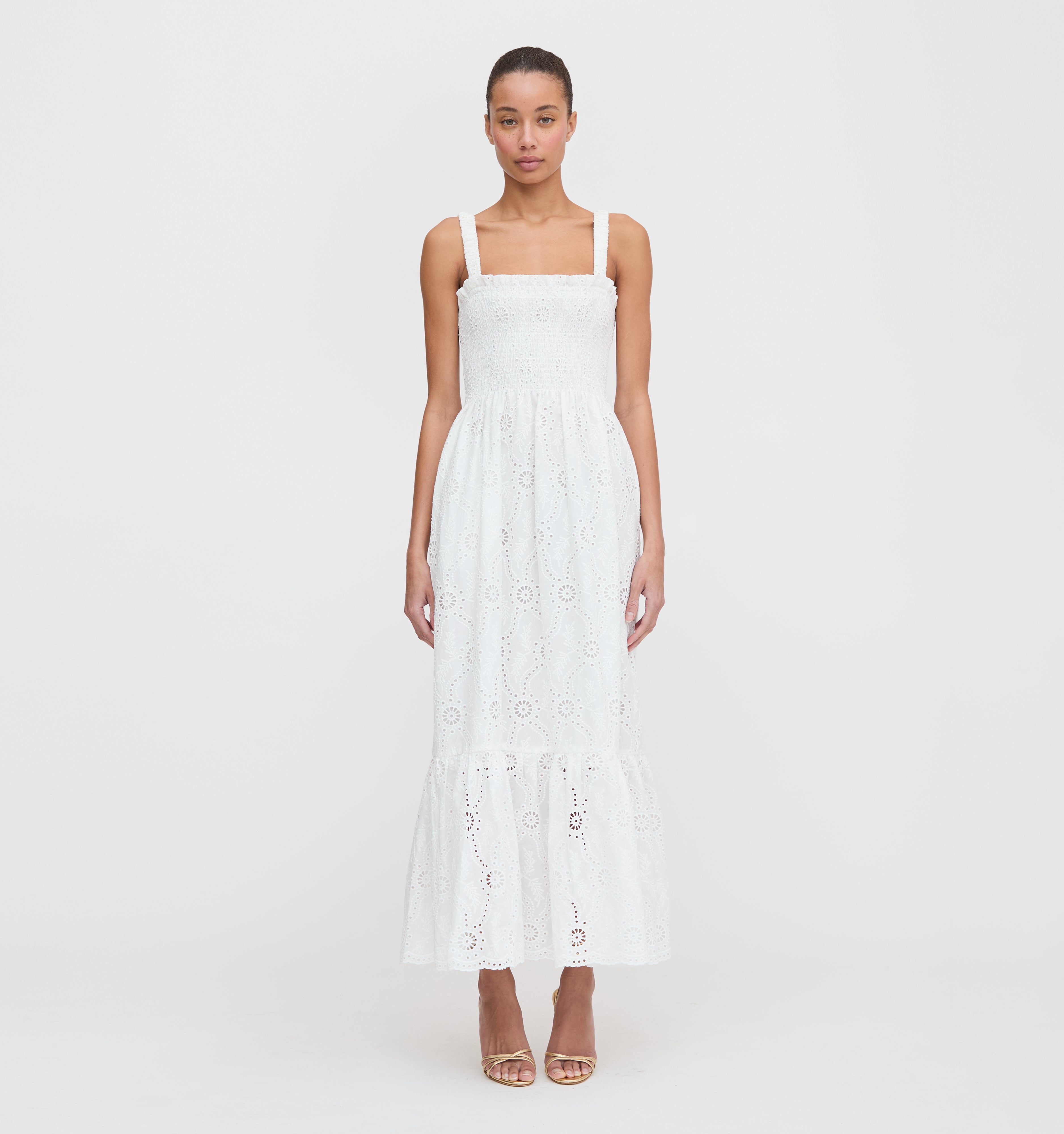 The Anjuli Nap Dress - White Trellis Broderie