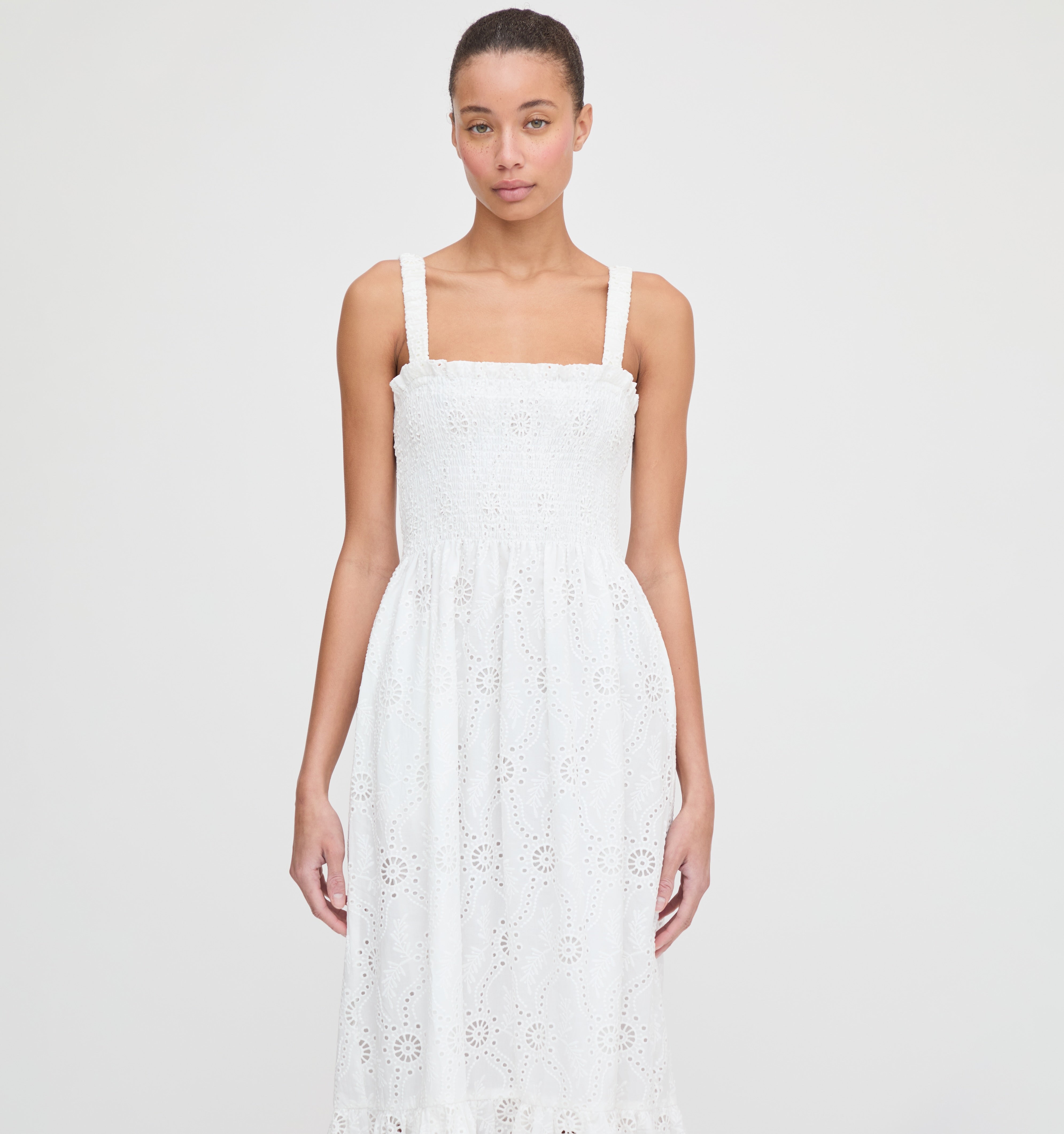 The Anjuli Nap Dress - White Trellis Broderie