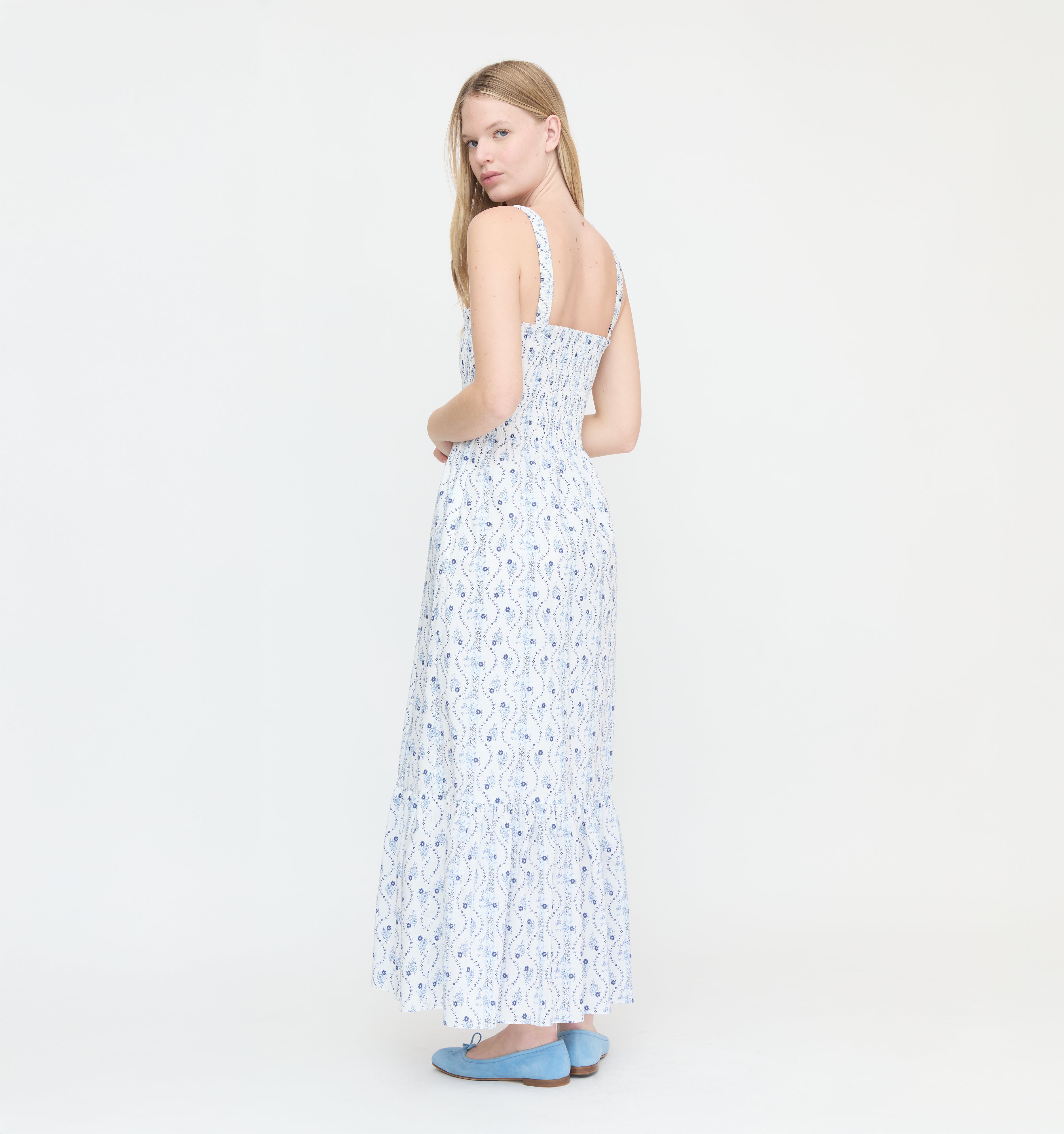 The Anjuli Nap Dress - Blue Vine Stripe