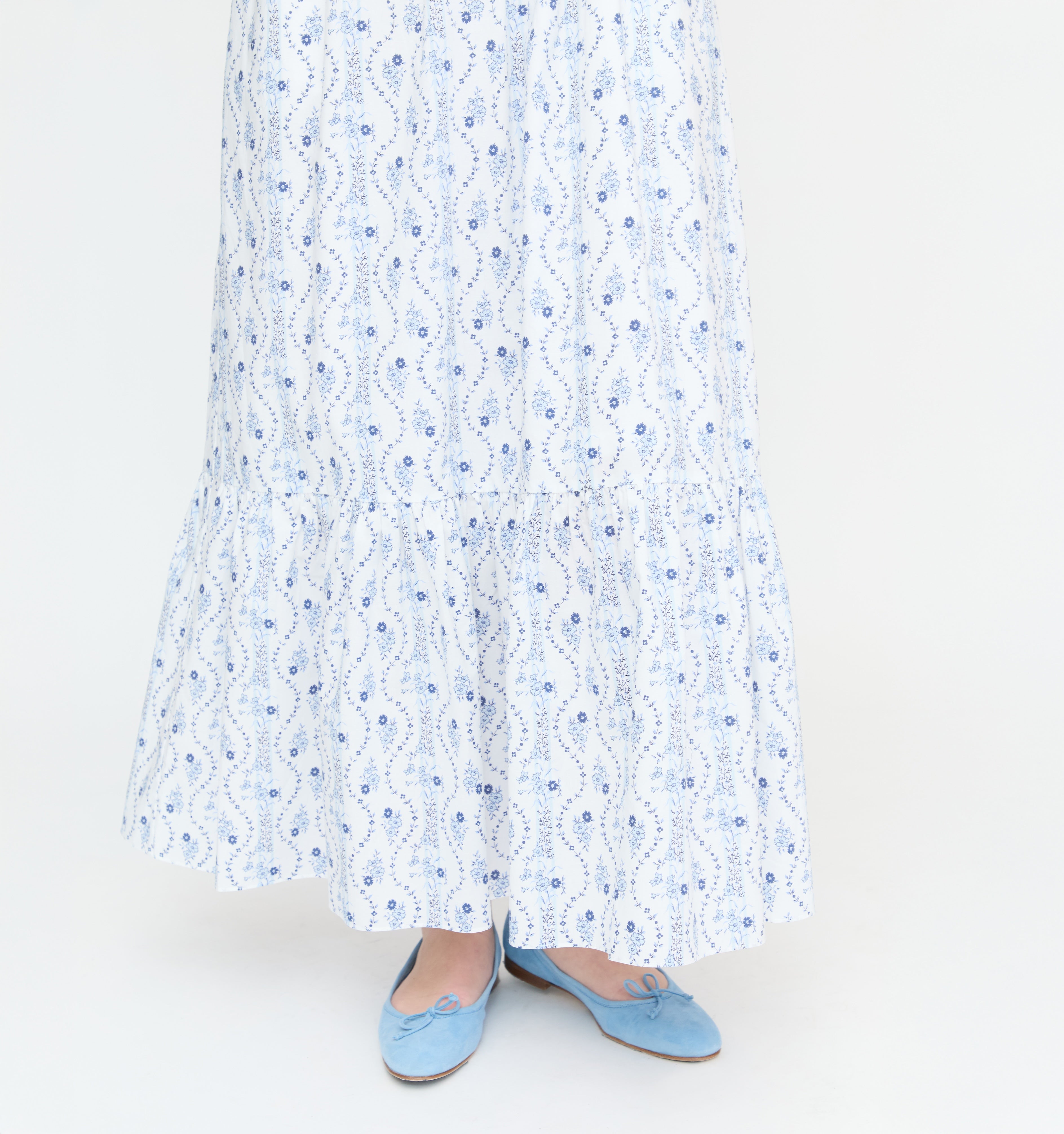 The Anjuli Nap Dress - Blue Vine Stripe