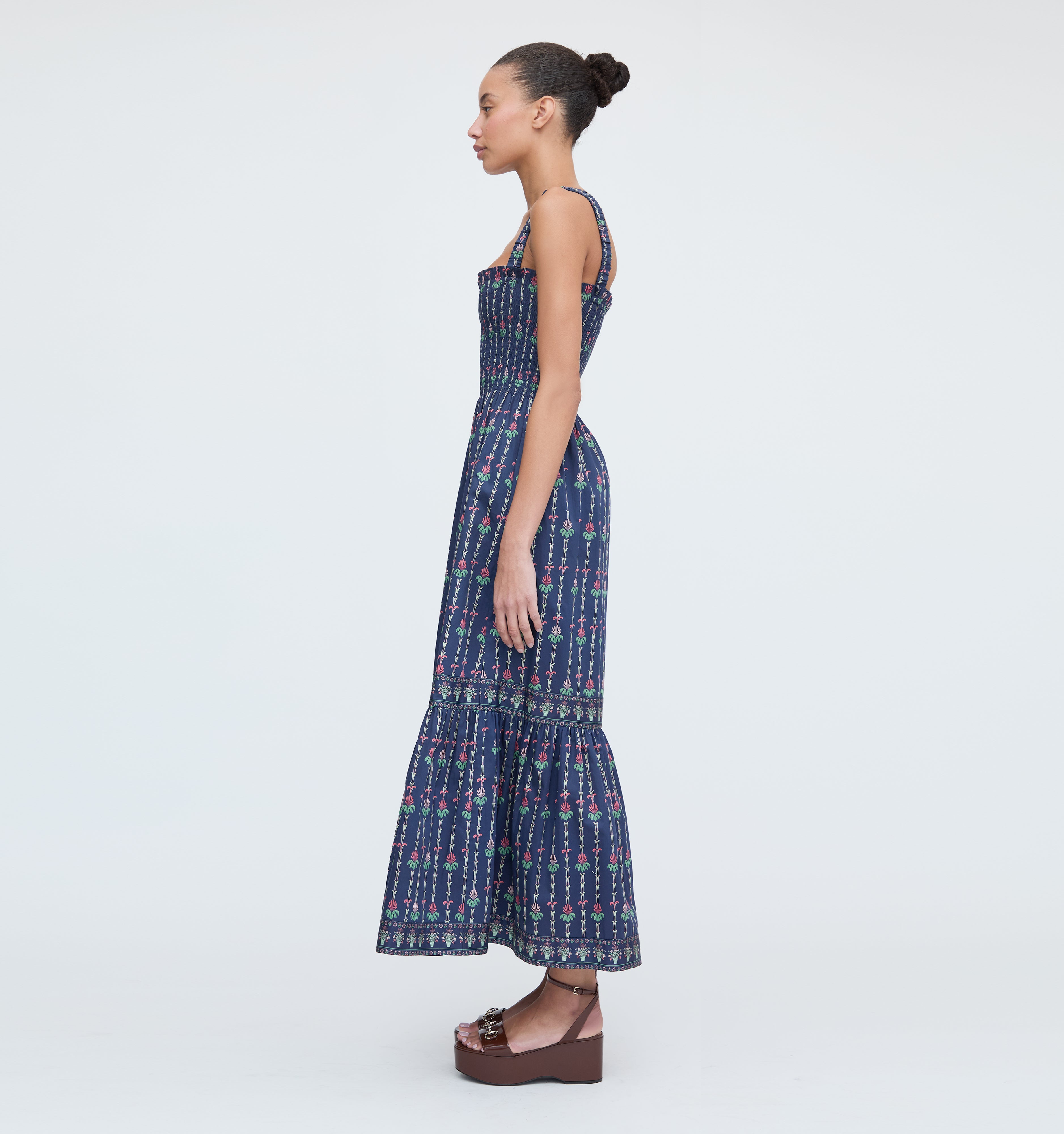 The Anjuli Nap Dress - Navy Trailing Fern