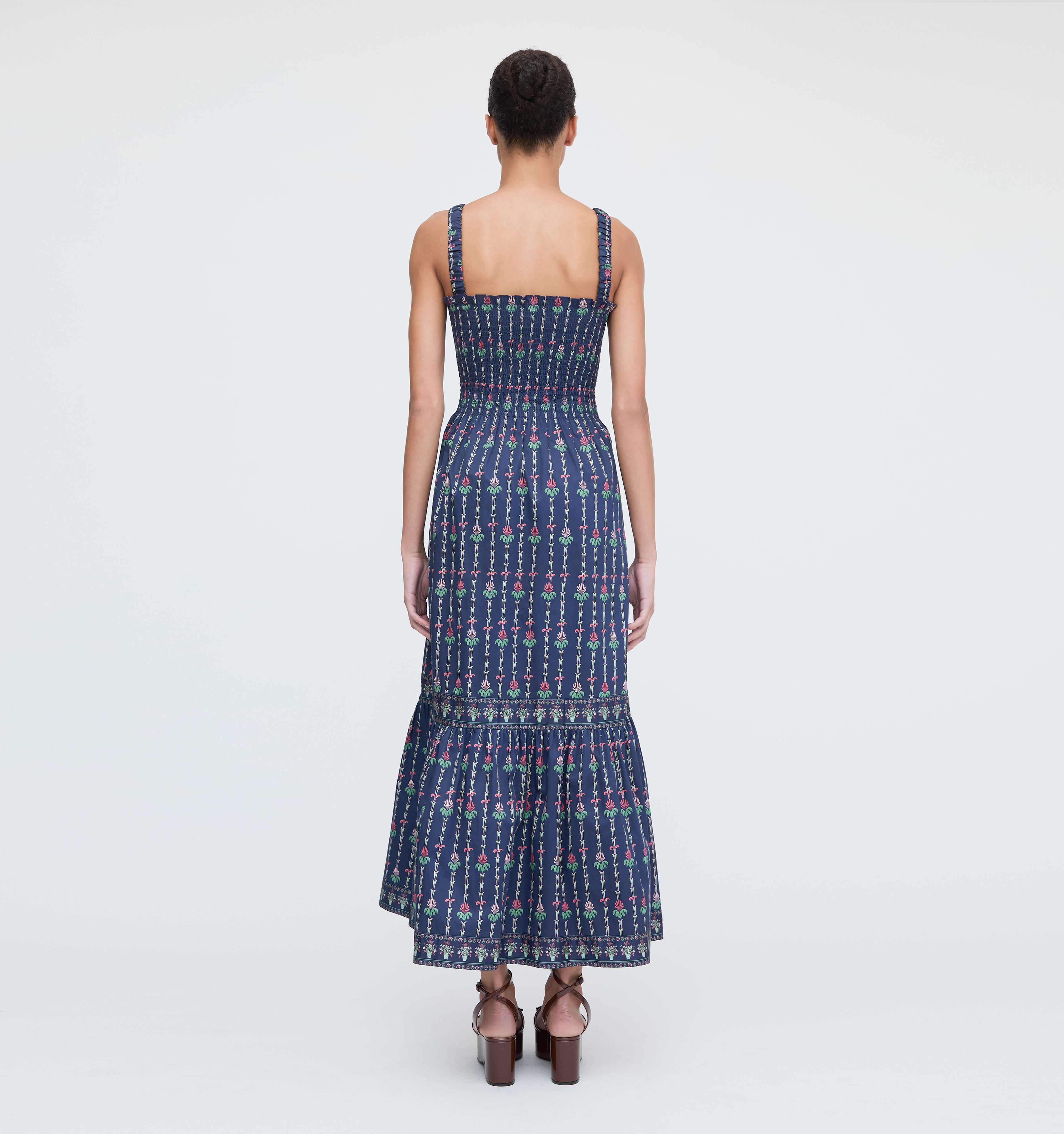The Anjuli Nap Dress - Navy Trailing Fern